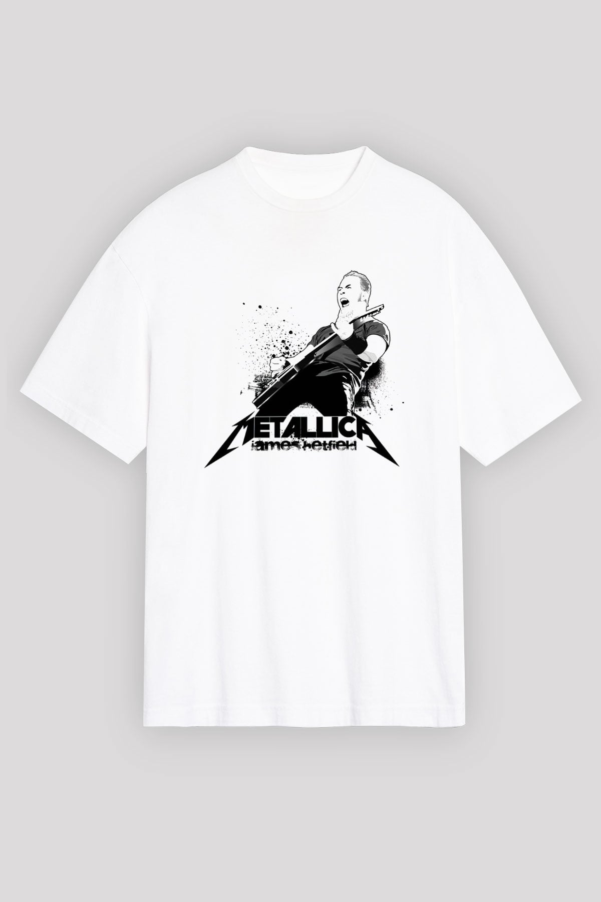 Metallica Beyaz Unisex Oversize Tişört T-Shirt
