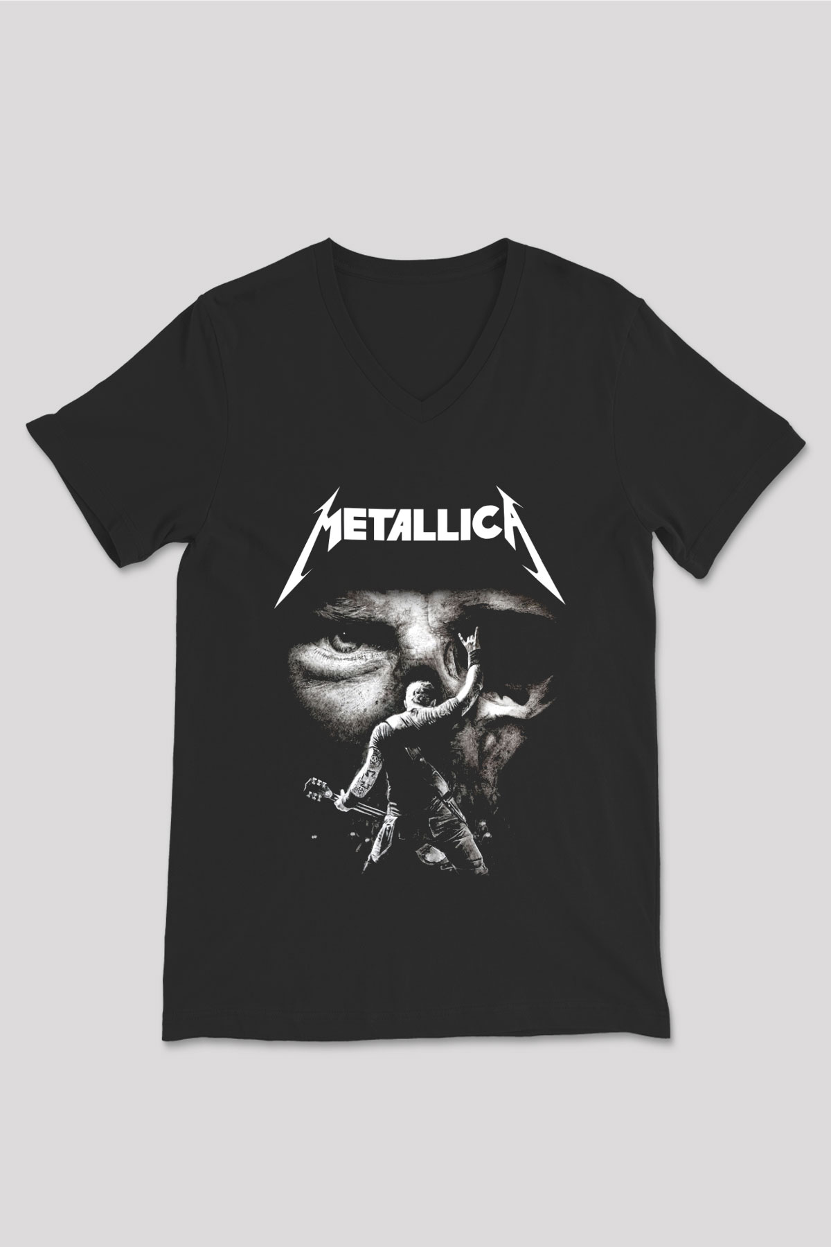 Metallica Group Siyah Unisex V Yaka Tişört