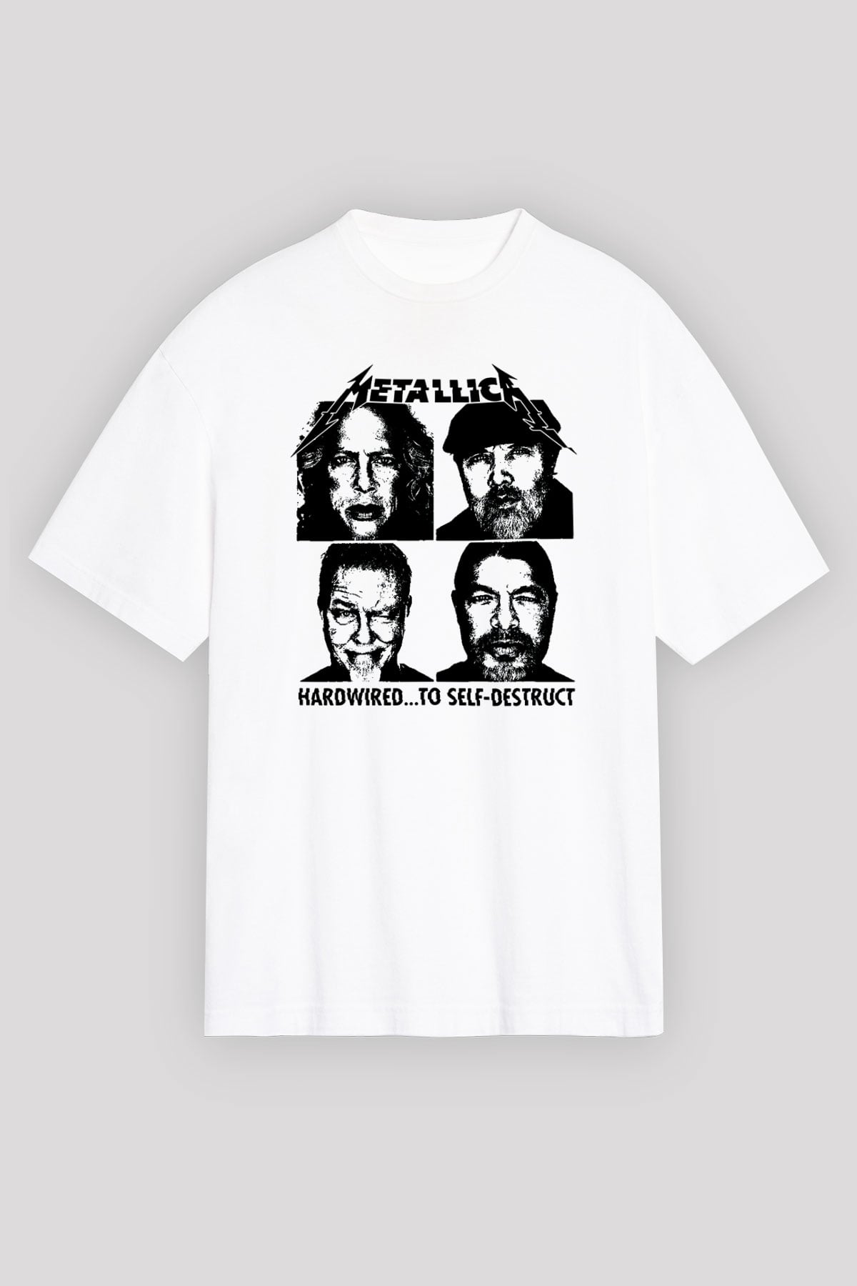 Metallica Hardwired To Self Destruct Beyaz Unisex Oversize Tişört T-Shirt