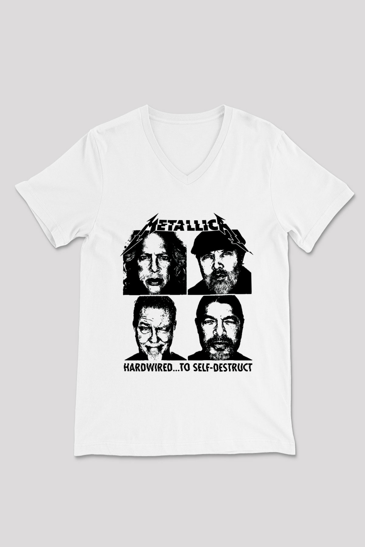 Metallica Hardwired To Self Destruct Beyaz Unisex V Yaka Tişört T-Shirt