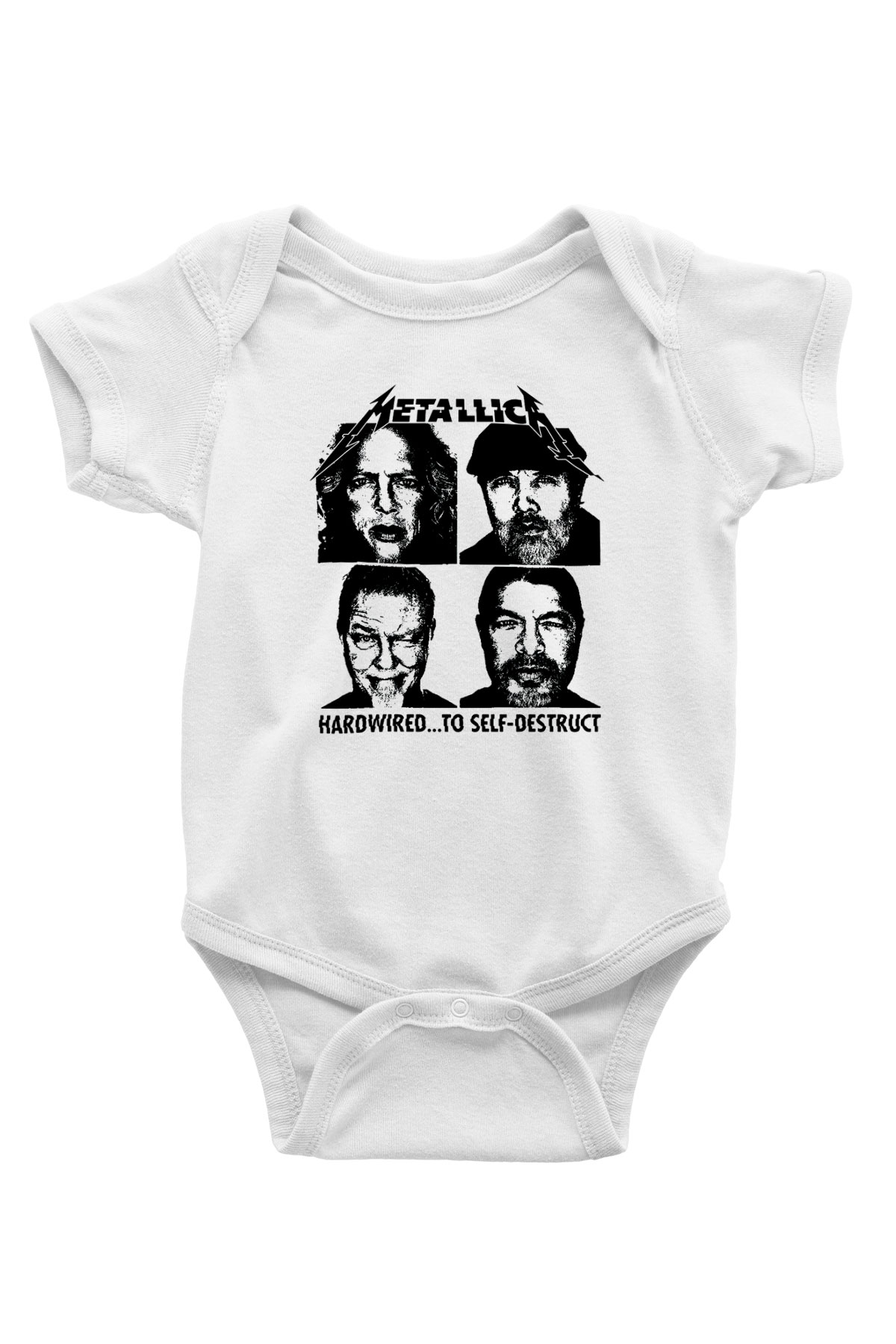 Metallica Hardwired To Self Destruct Baskılı Beyaz Unisex Bebek Body - Zıbın