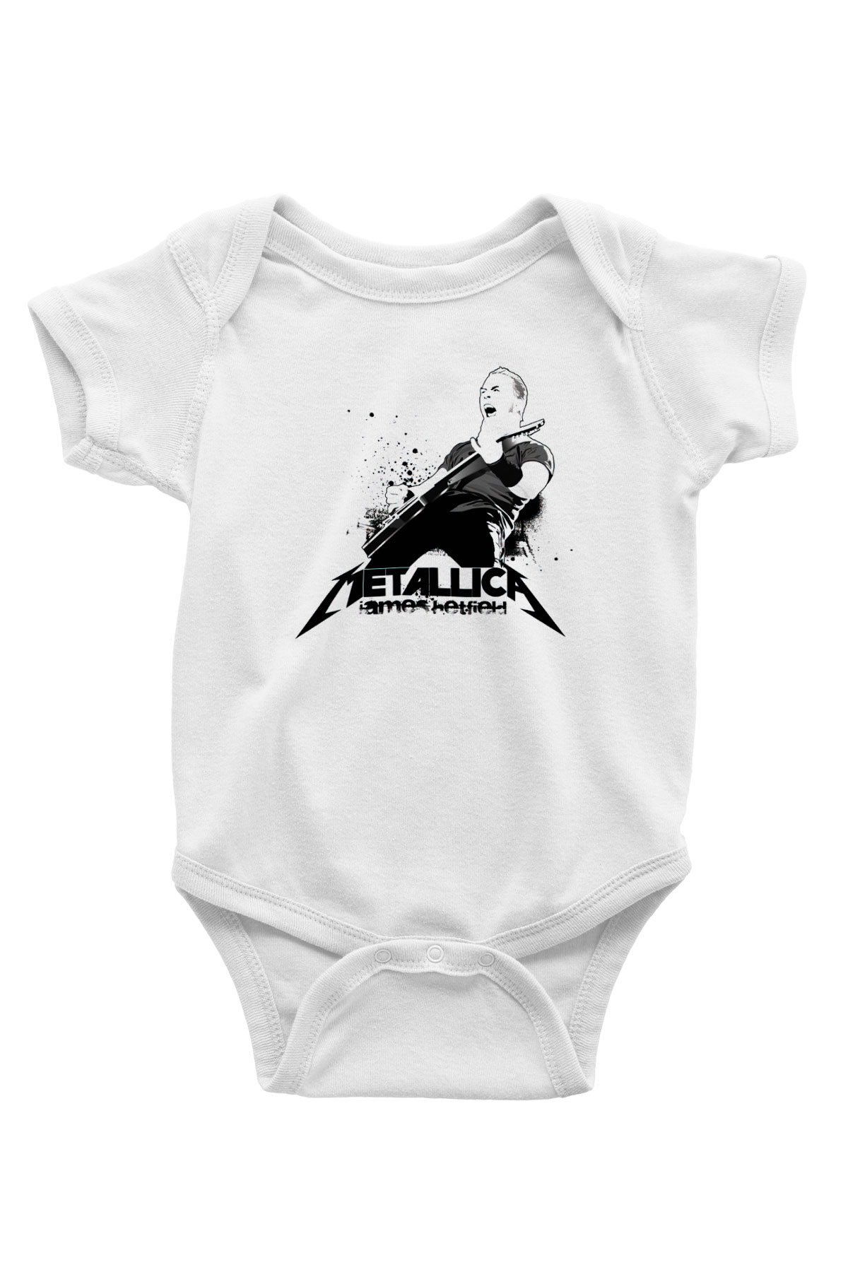 Metallica James Hetfield Baskılı Beyaz Unisex Bebek Body - Zıbın
