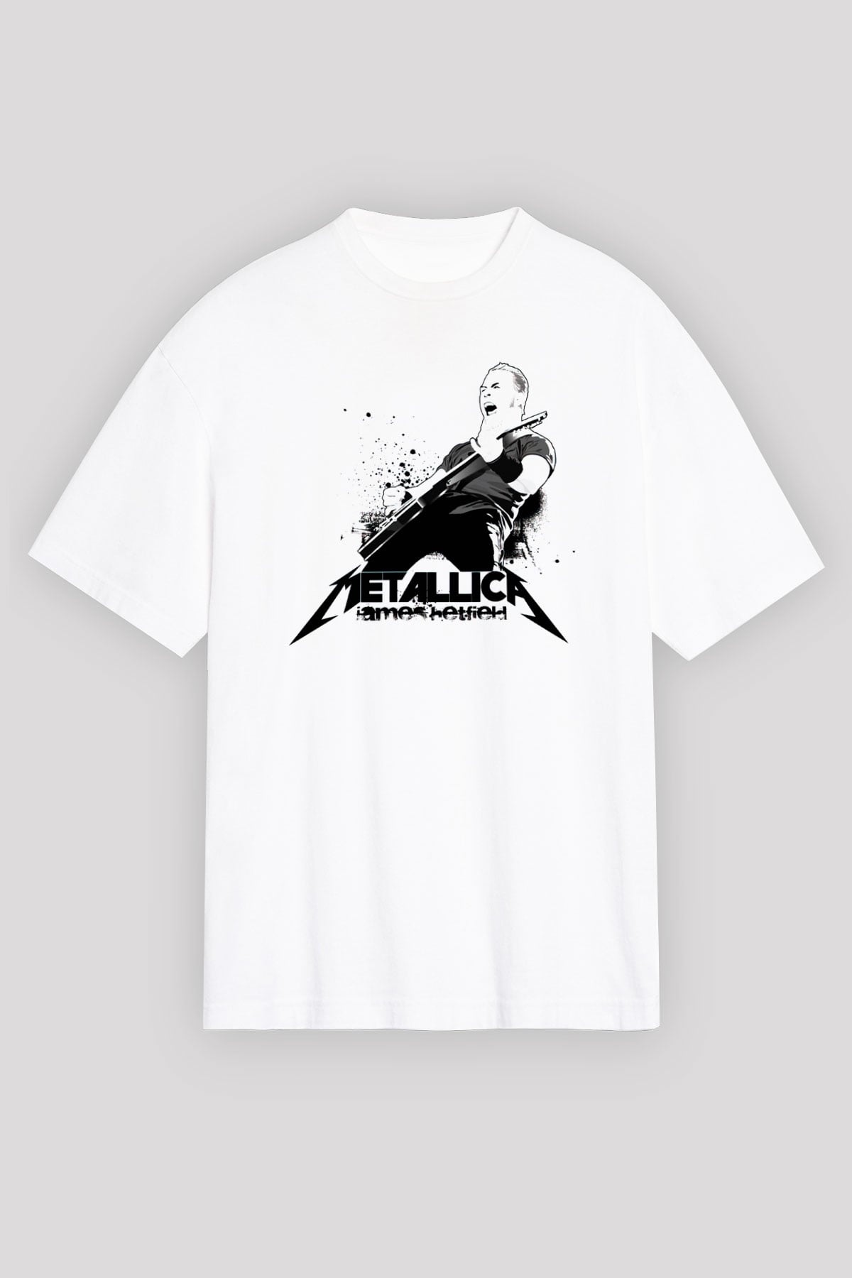 Metallica James Hetfield Beyaz Unisex Oversize Tişört T-Shirt