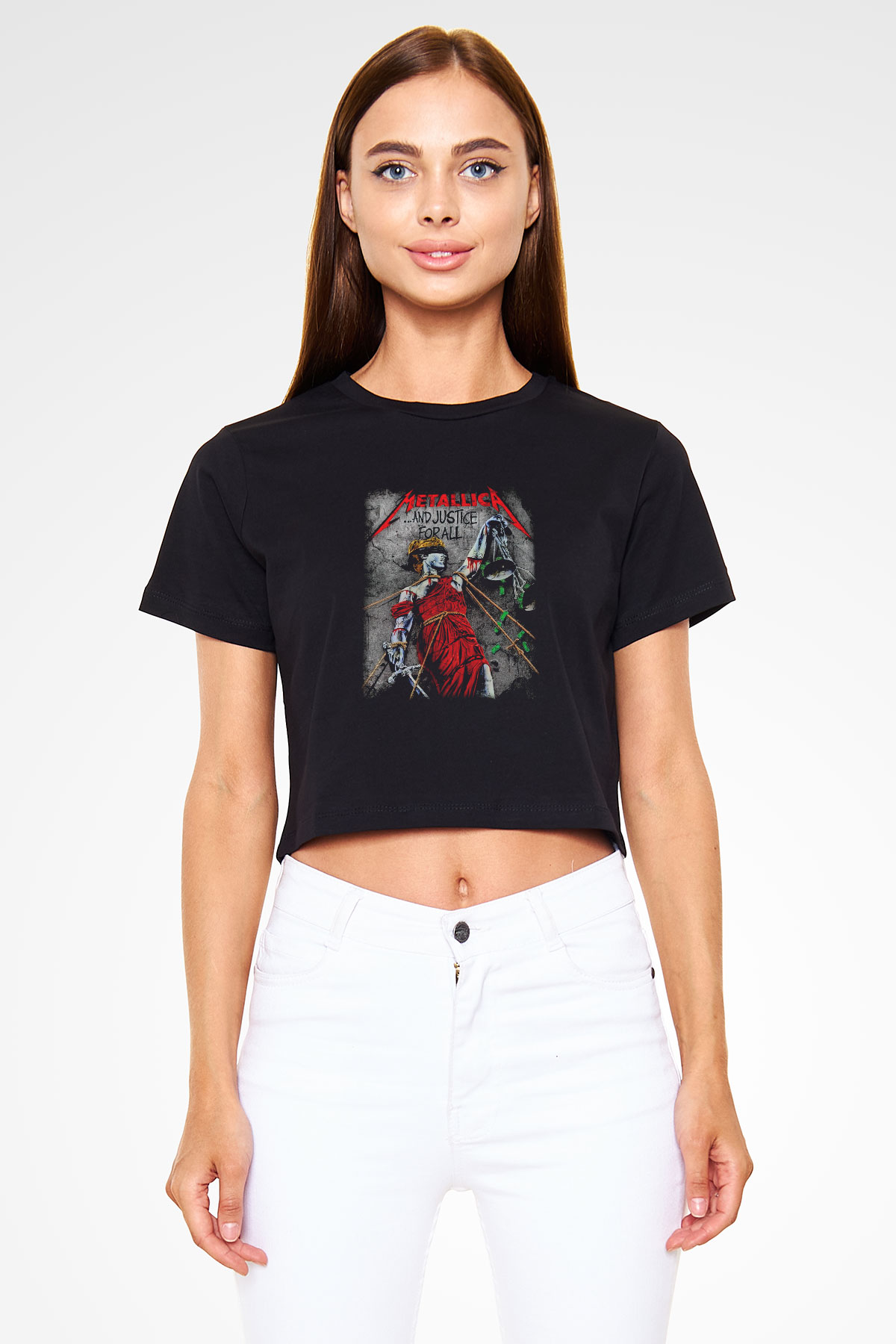 Metallica Siyah Crop Top Tişört