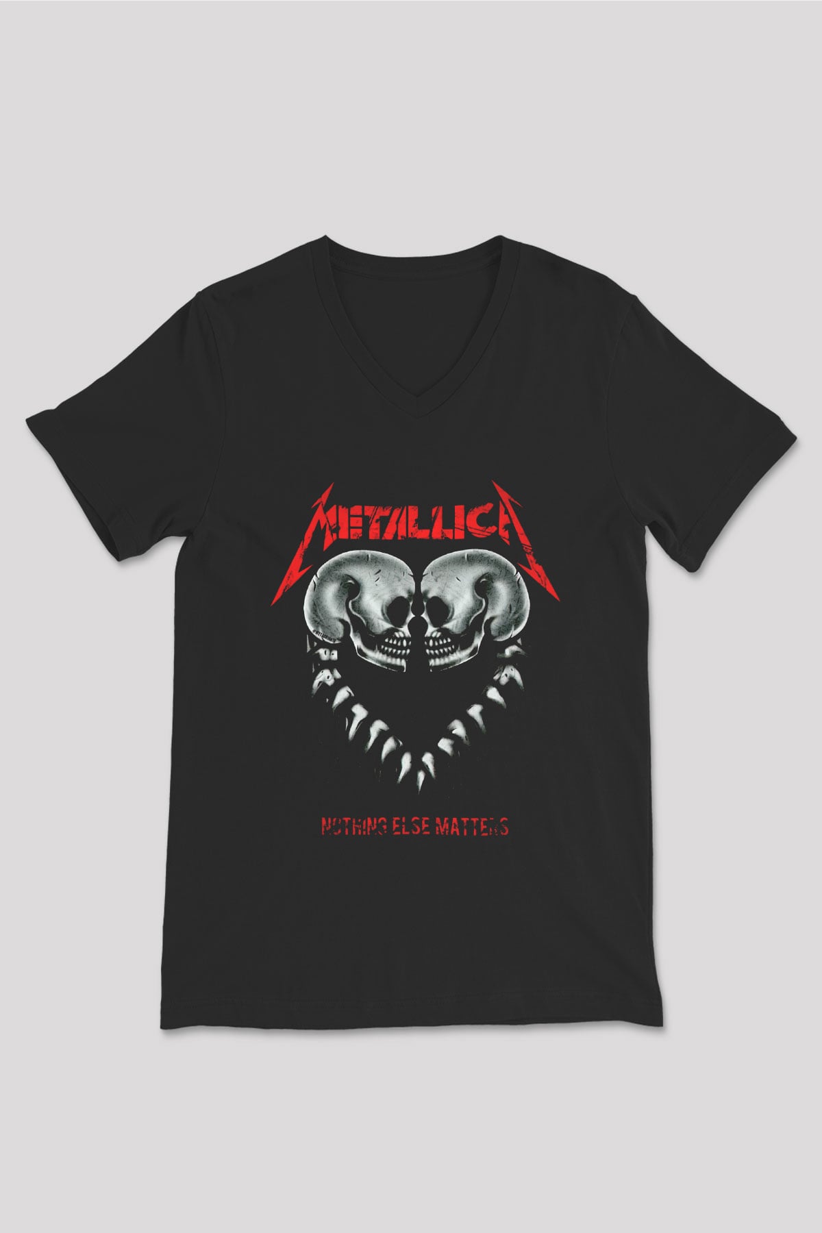 Metallica Siyah Unisex V Yaka Tişört