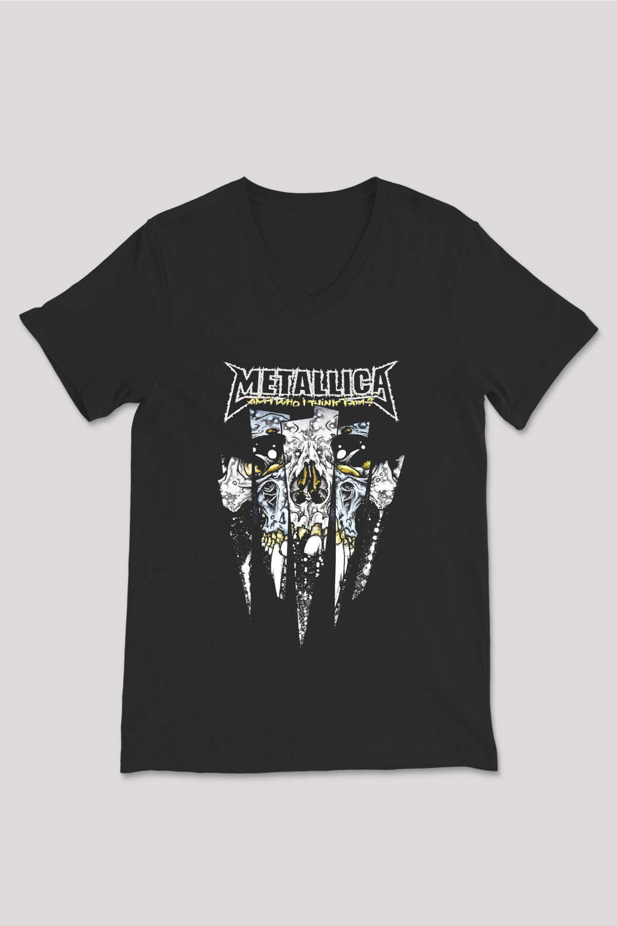 Metallica Siyah Unisex V Yaka Tişört T-Shirt