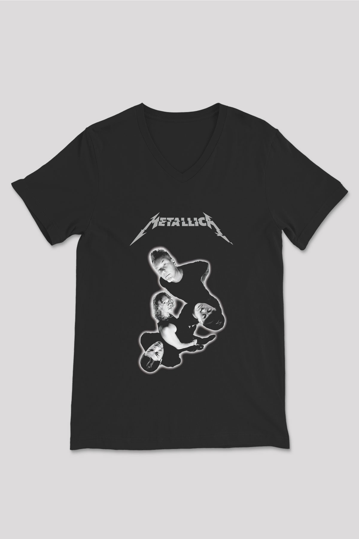 Metallica Siyah Unisex V Yaka Tişört T-Shirt