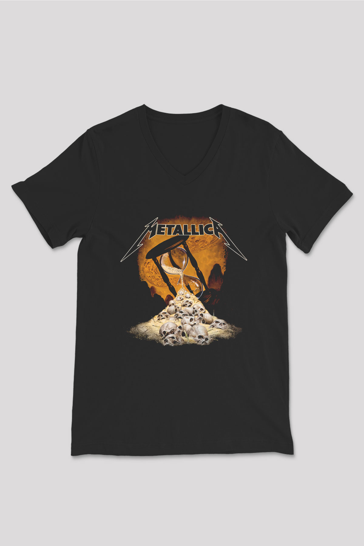 Metallica Siyah Unisex V Yaka Tişört T-Shirt