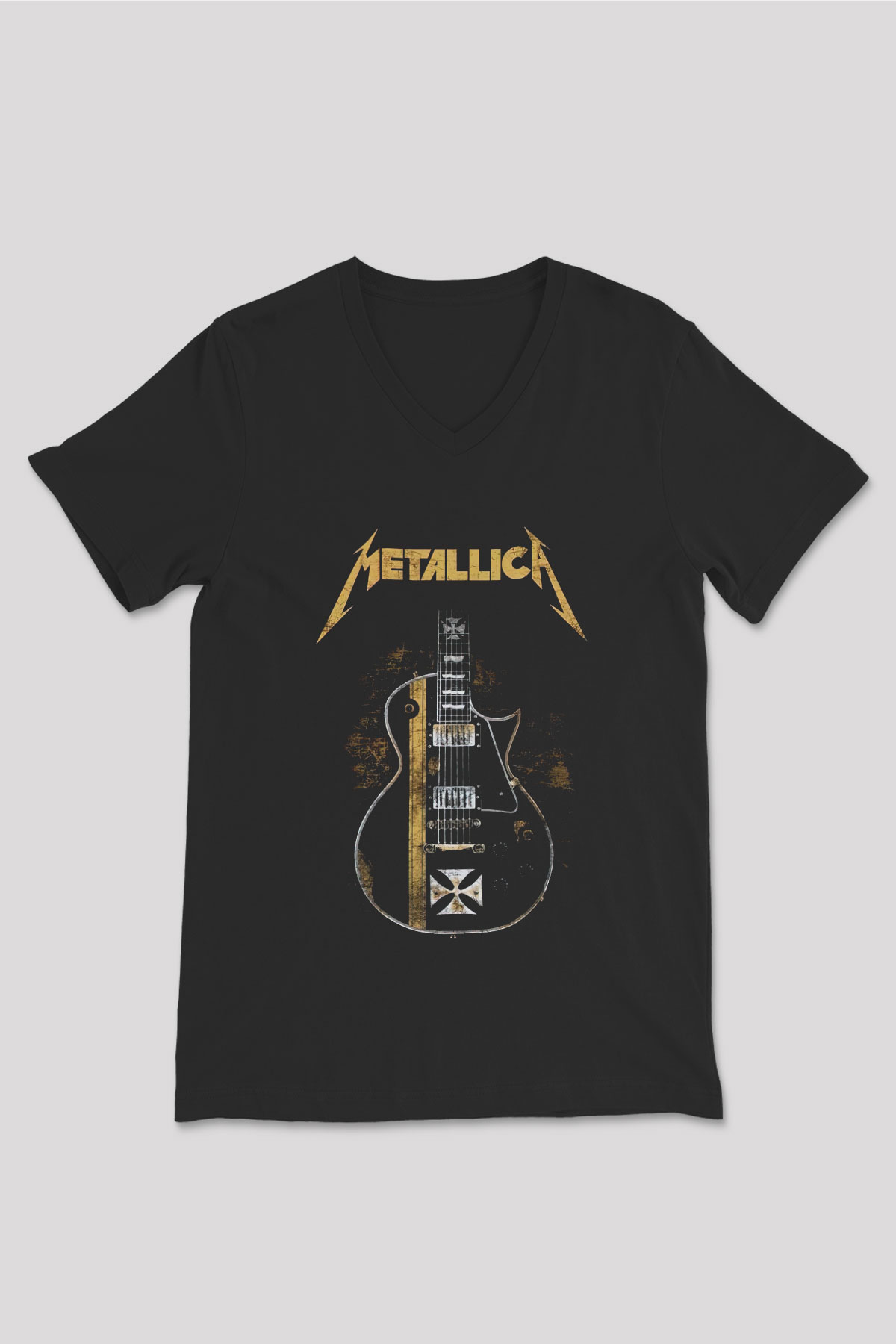 Metallica Siyah Unisex V Yaka Tişört T-Shirt
