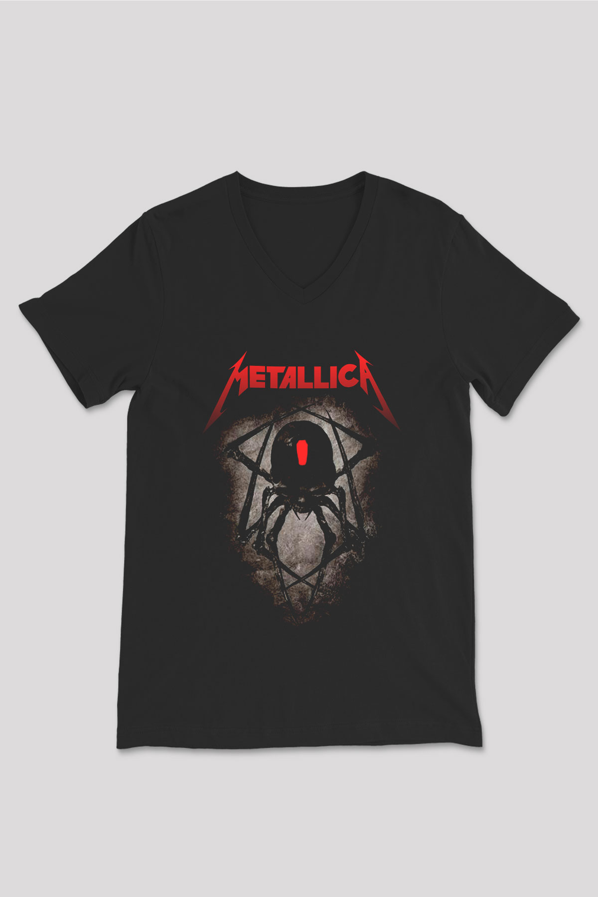 Metallica Siyah Unisex V Yaka Tişört T-Shirt