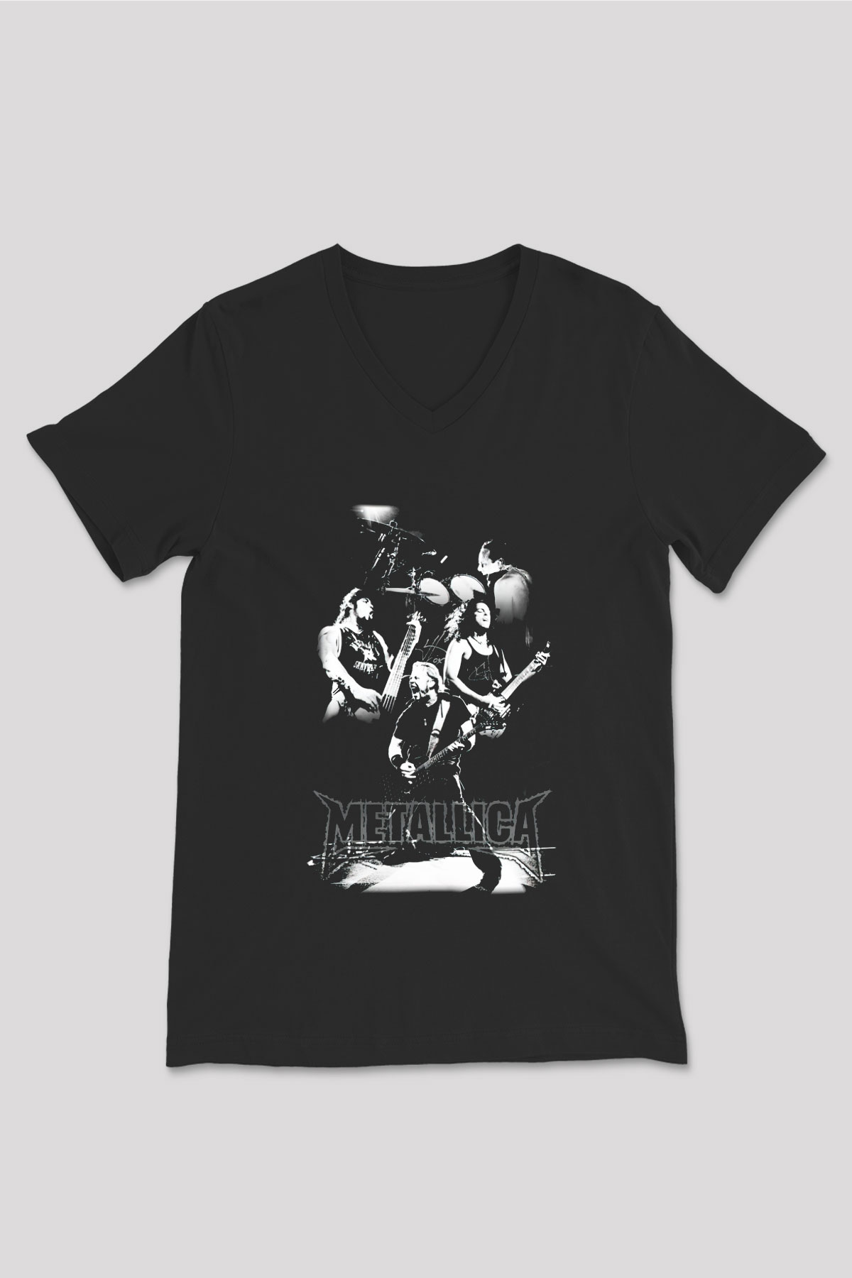 Metallica Siyah Unisex V Yaka Tişört T-Shirt