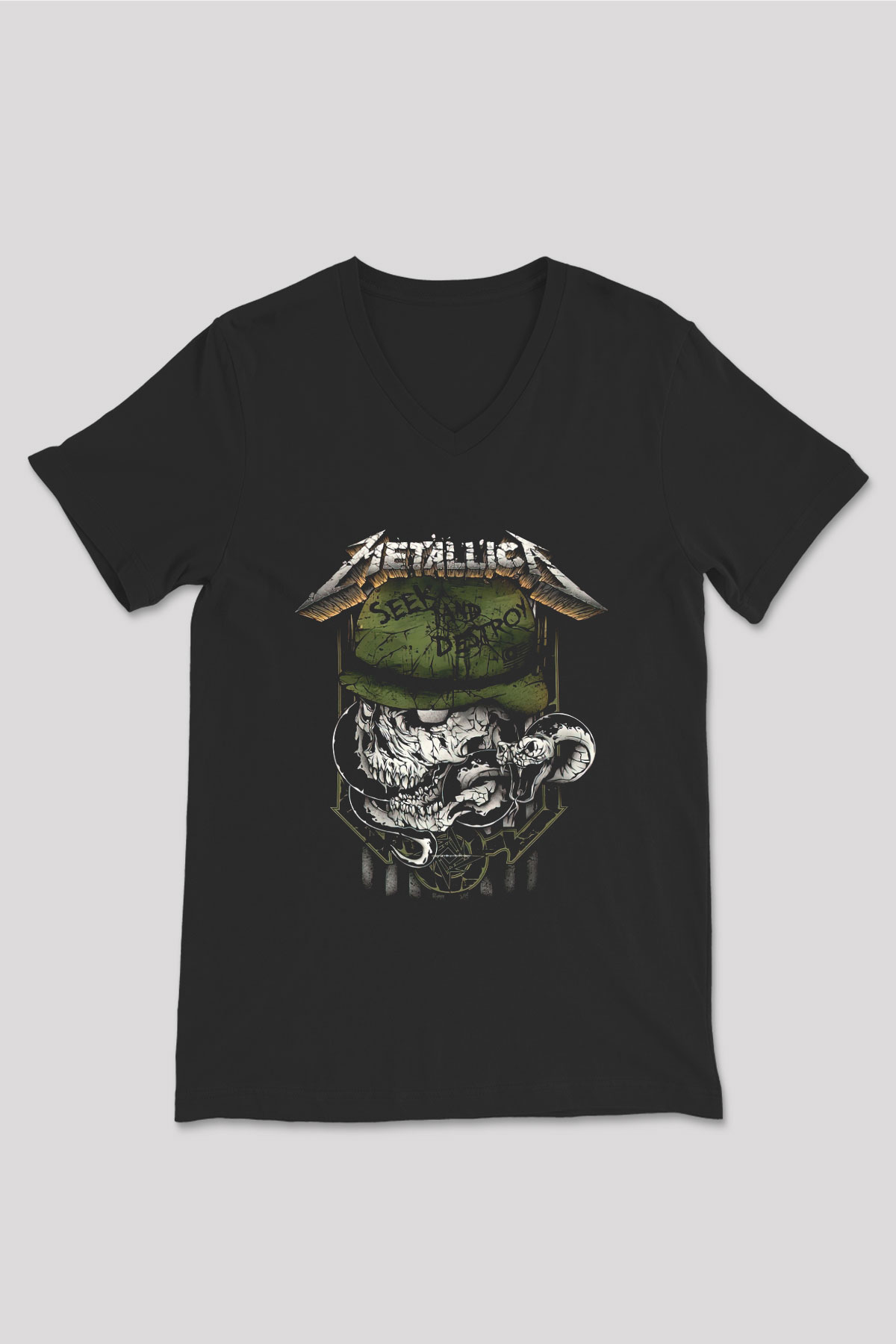 Metallica Siyah Unisex V Yaka Tişört T-Shirt