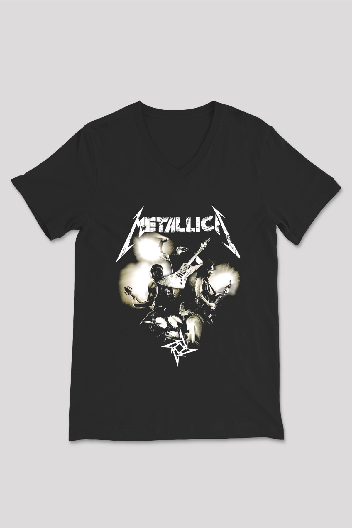 Metallica Siyah Unisex V Yaka Tişört T-Shirt