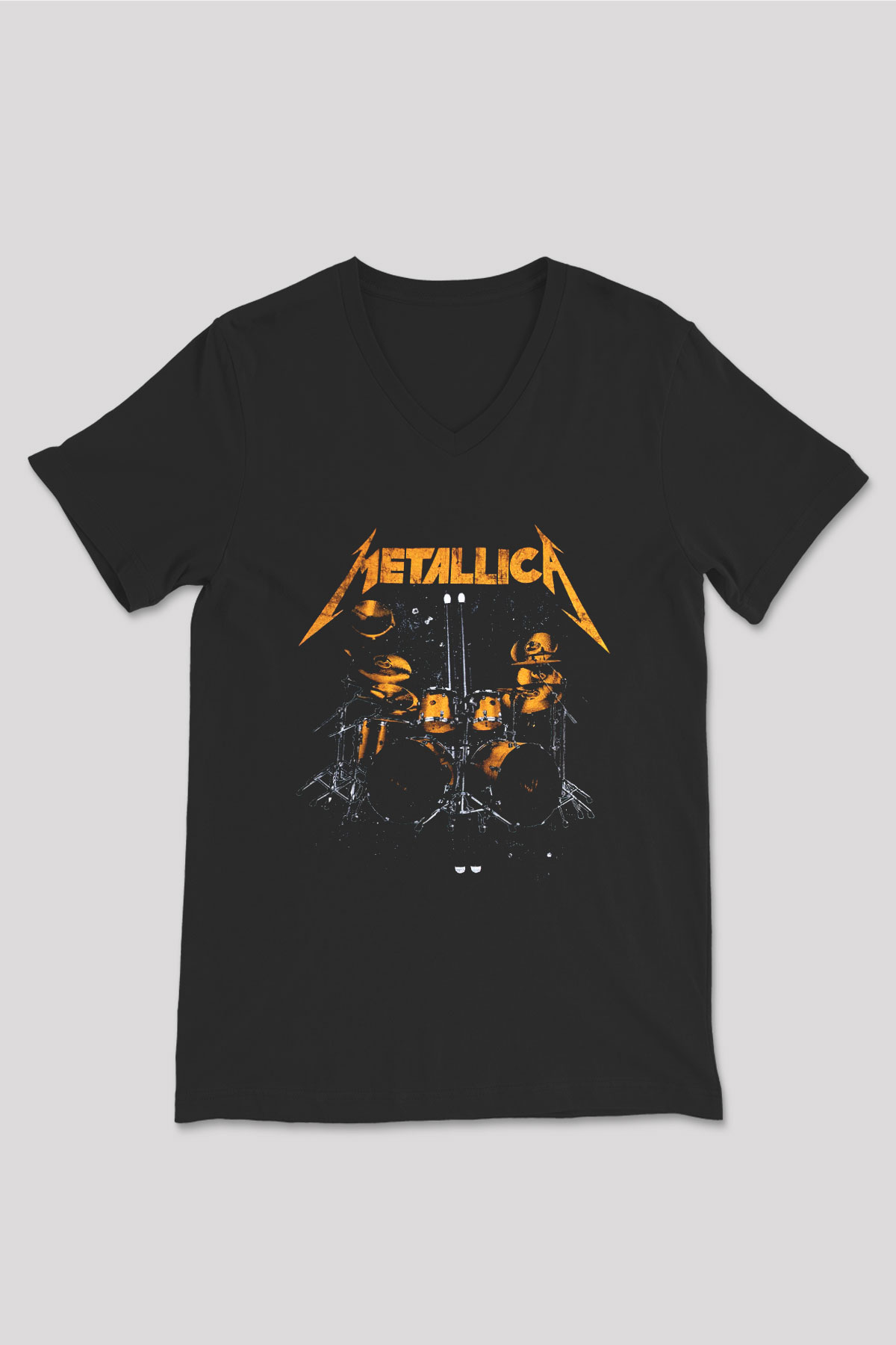 Metallica Siyah Unisex V Yaka Tişört T-Shirt