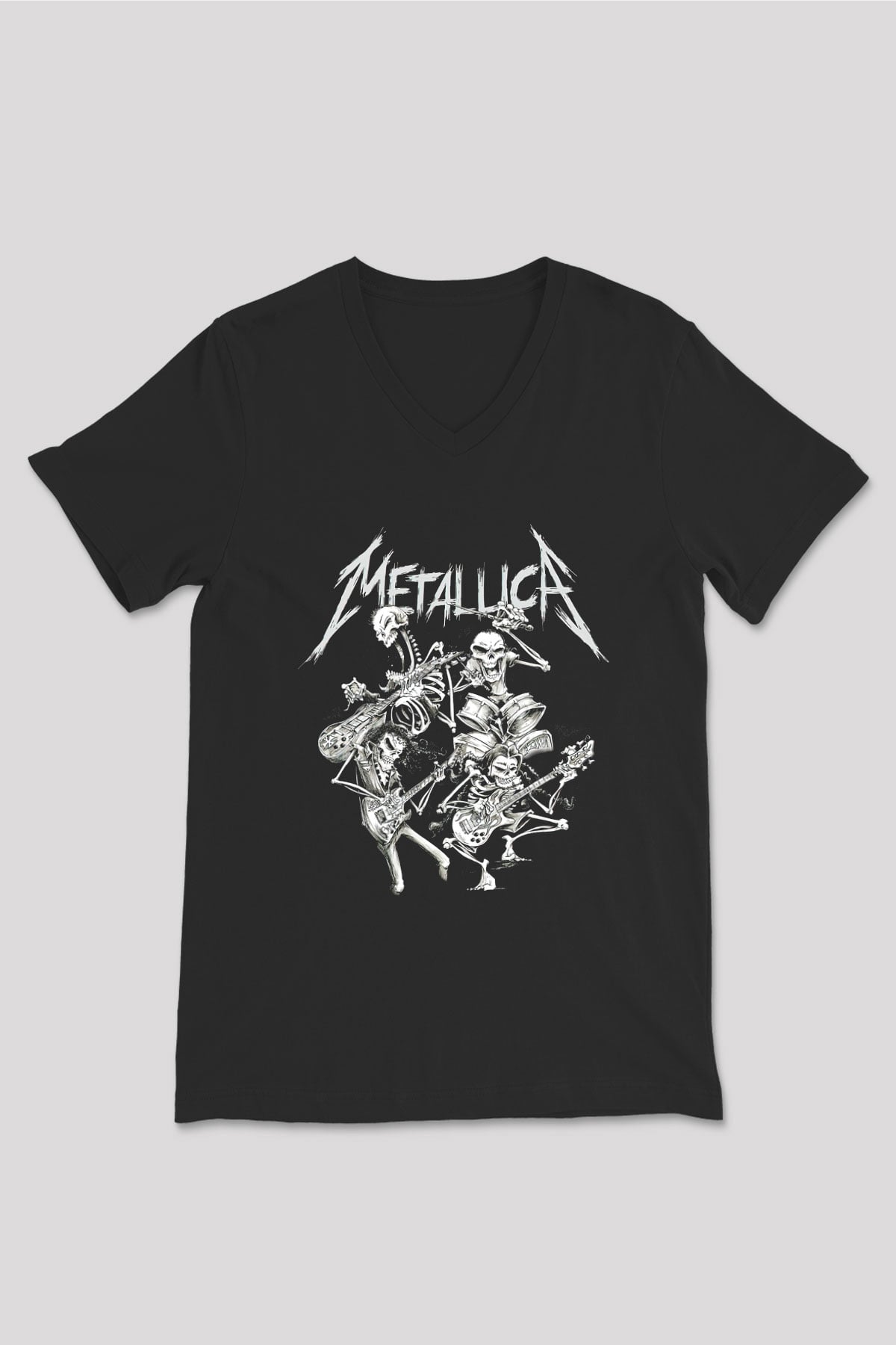 Metallica Siyah Unisex V Yaka Tişört T-Shirt