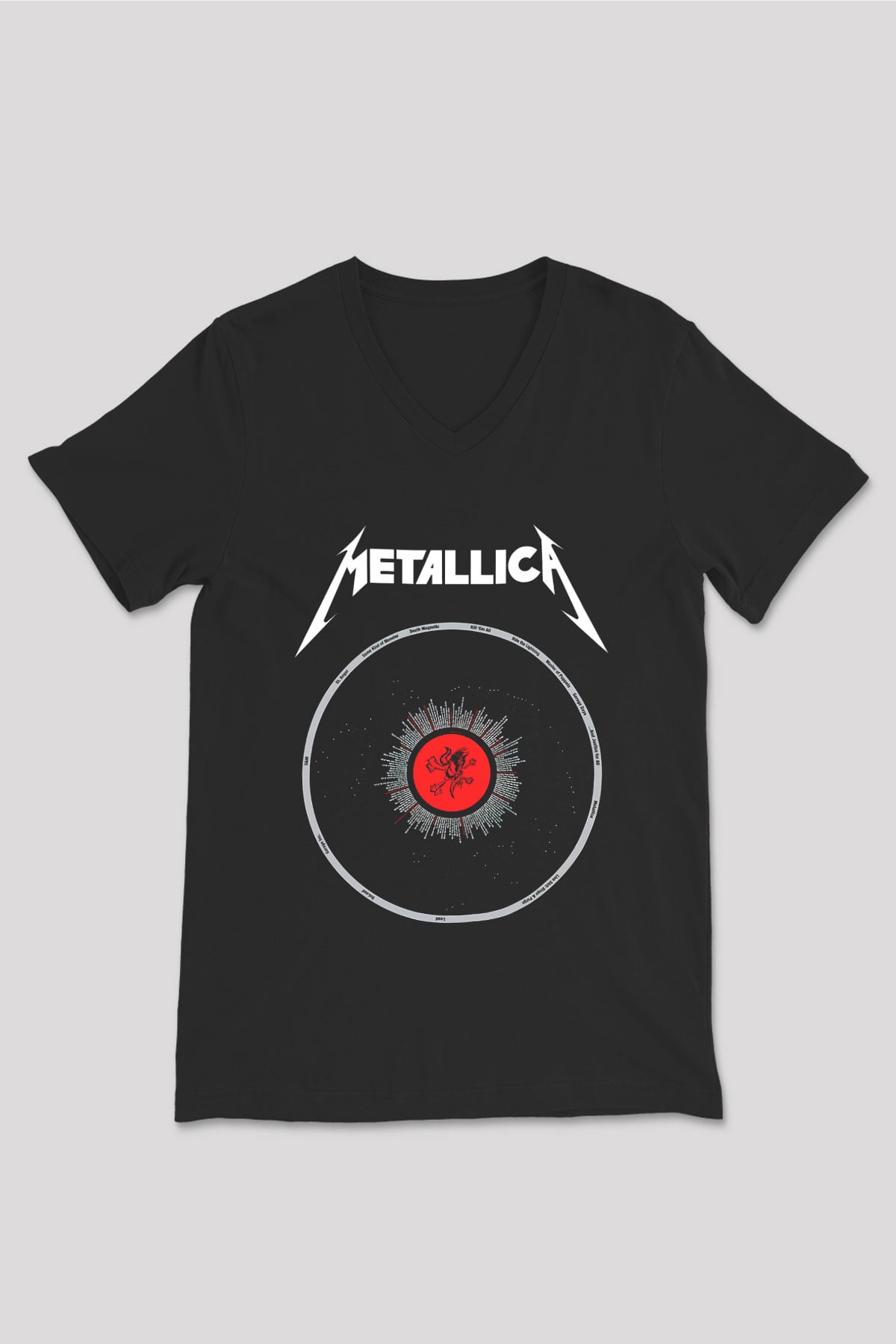 Metallica Siyah Unisex V Yaka Tişört T-Shirt
