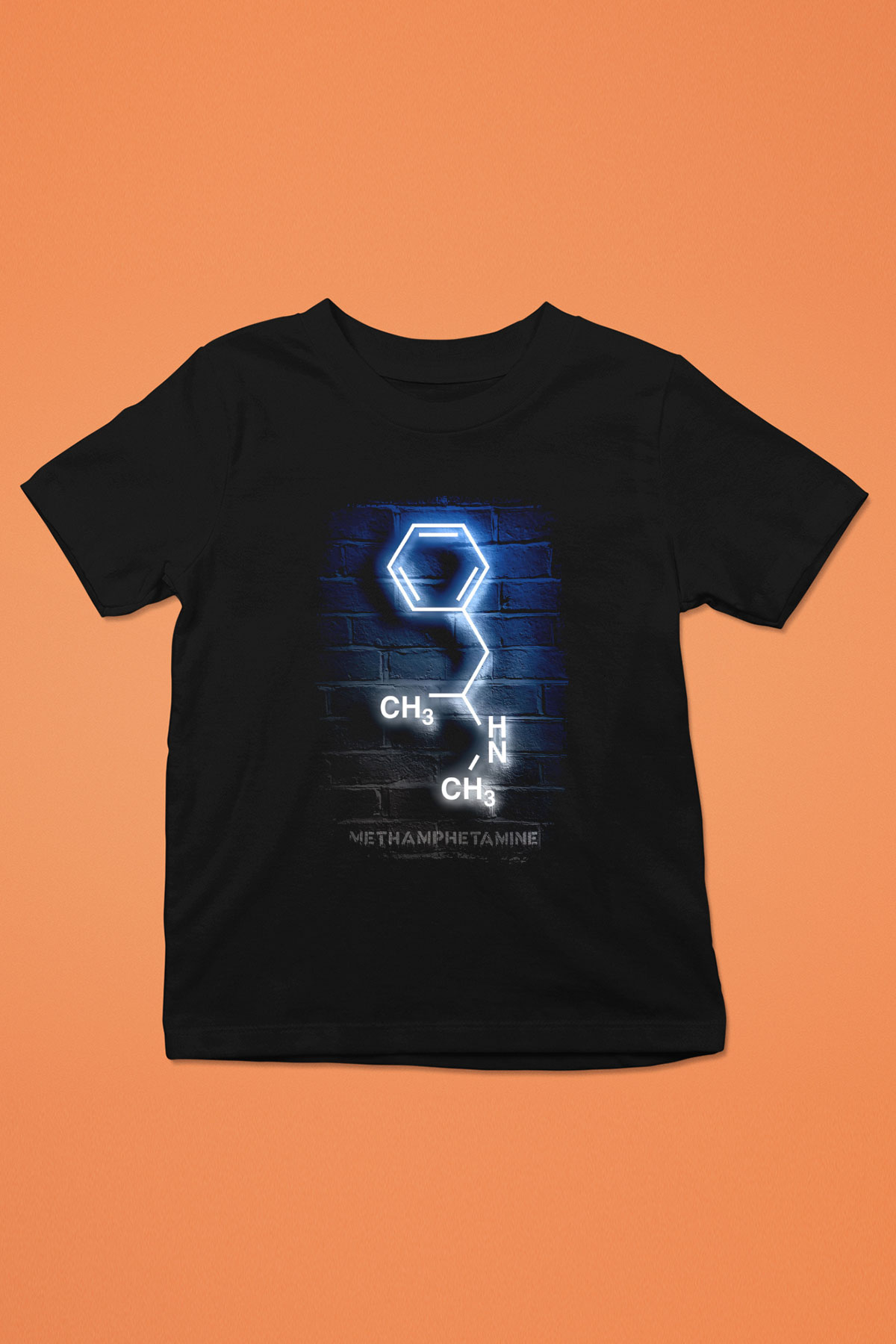 Metamfetamin Molekül Neon Baskılı Unisex Siyah Çocuk Tişörtü - Tshirt