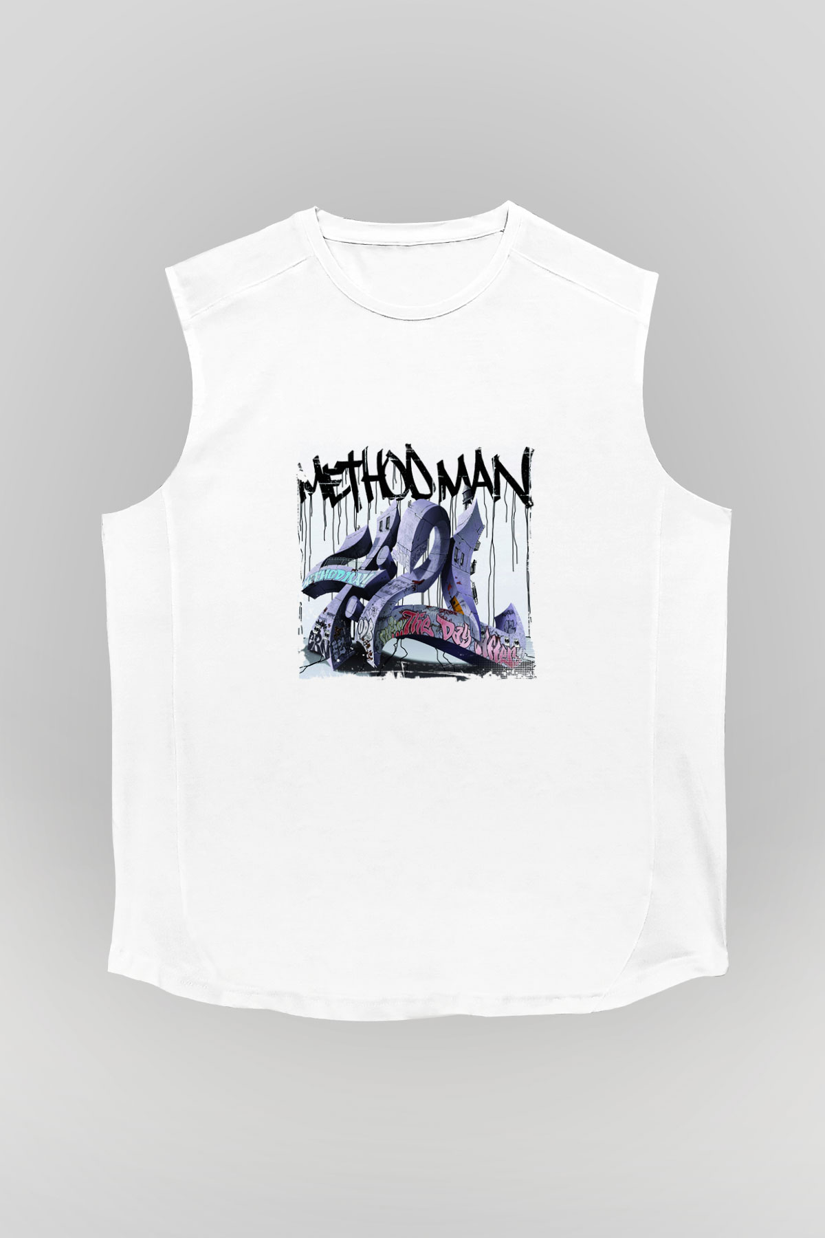 Method Man Baskılı Unisex Beyaz Kolsuz Tişört