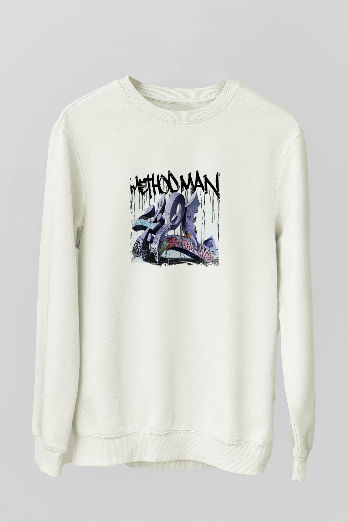 Method Man Baskılı Unisex Beyaz Sweatshirt