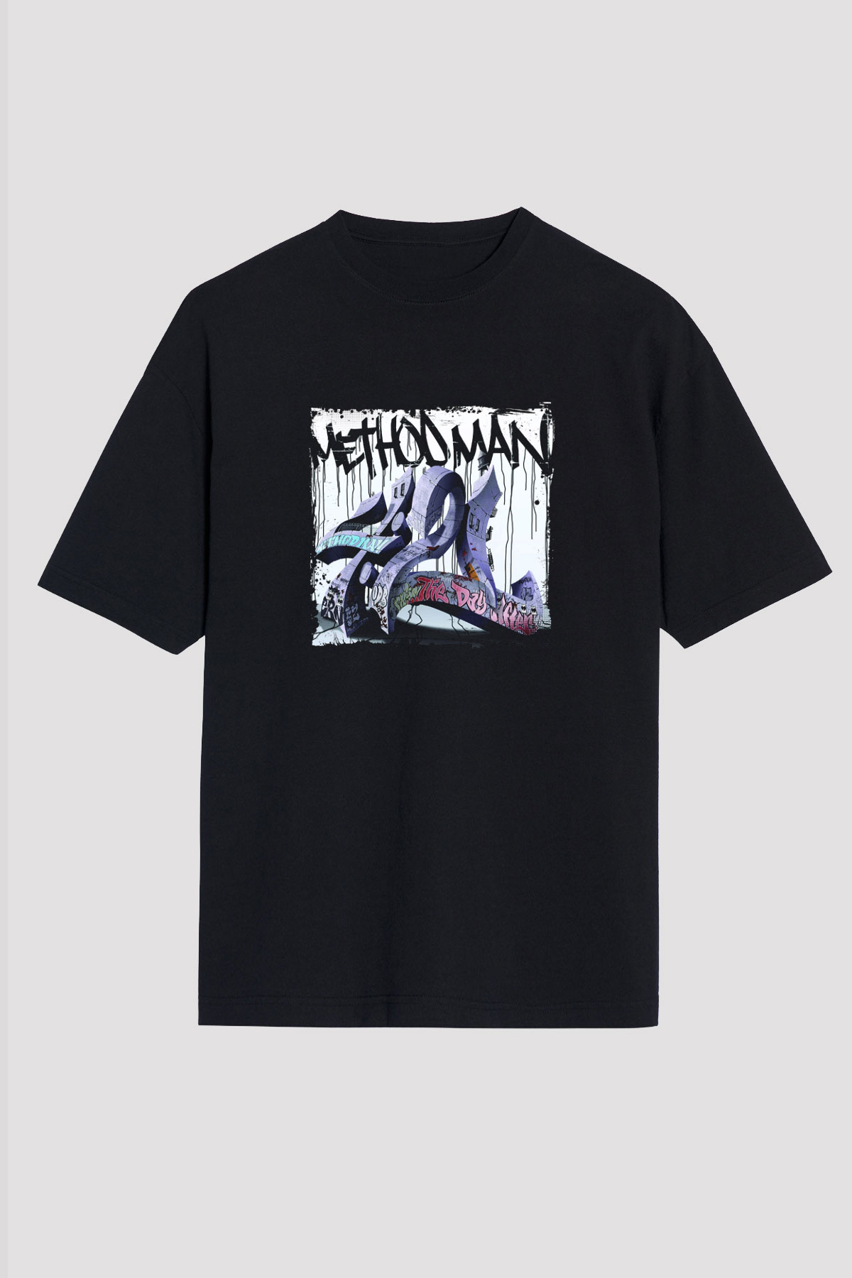Method Man Baskılı Unisex Oversize Siyah Tişört