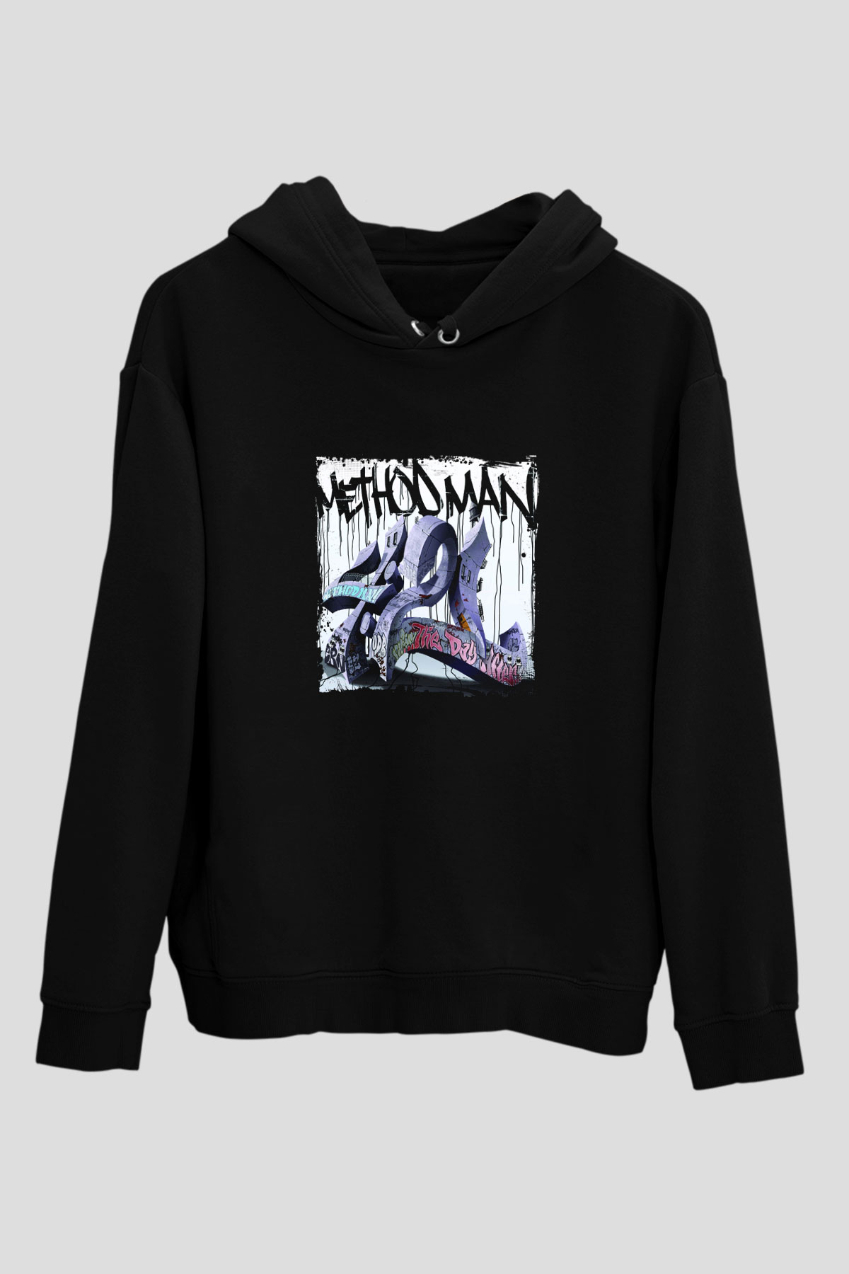 Method Man Baskılı Unisex Siyah Hoodie