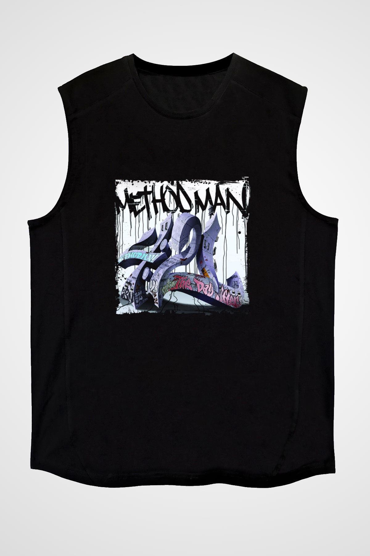 Method Man Baskılı Unisex Siyah Kolsuz Tişört