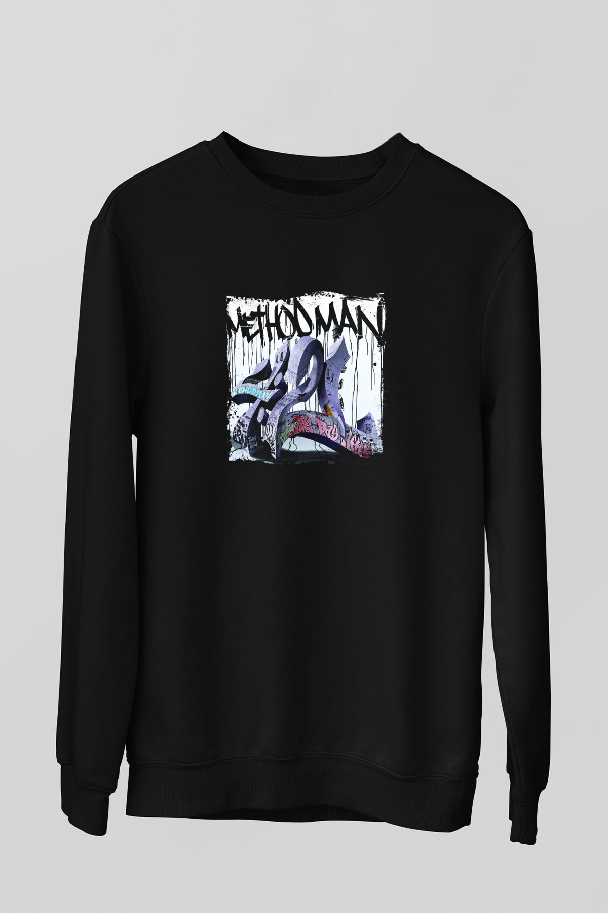 Method Man Baskılı Unisex Siyah Sweatshirt