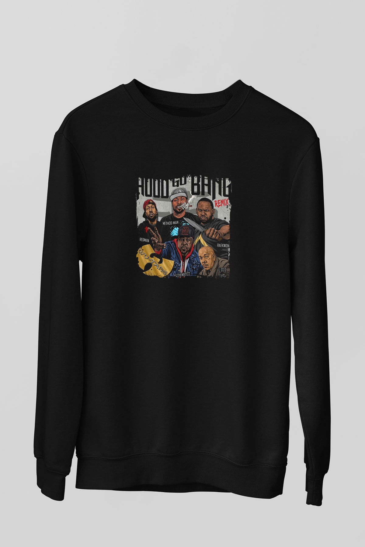 Method Man Baskılı Unisex Siyah Sweatshirt