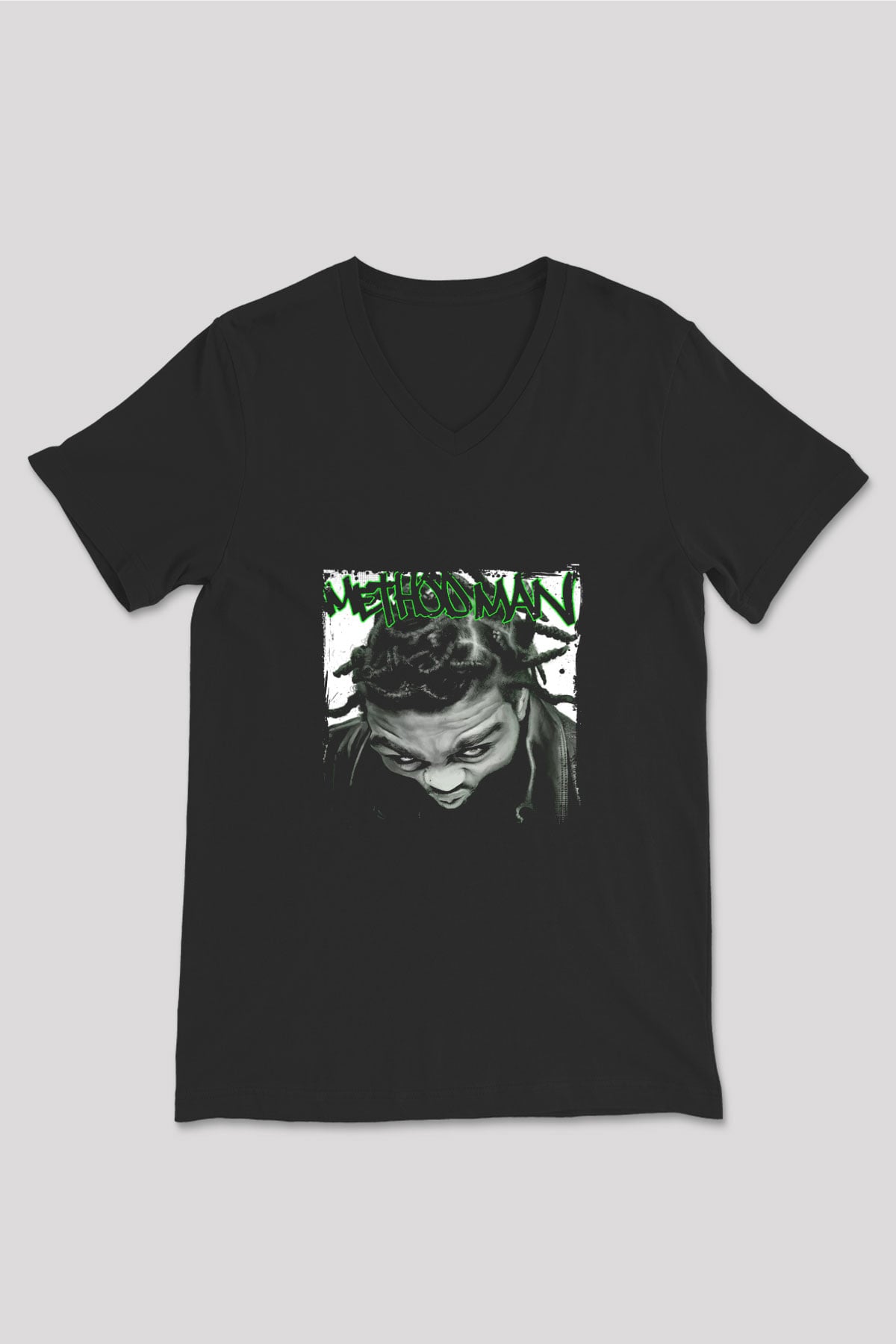 Method Man Baskılı Unisex Siyah V Yaka Tişört