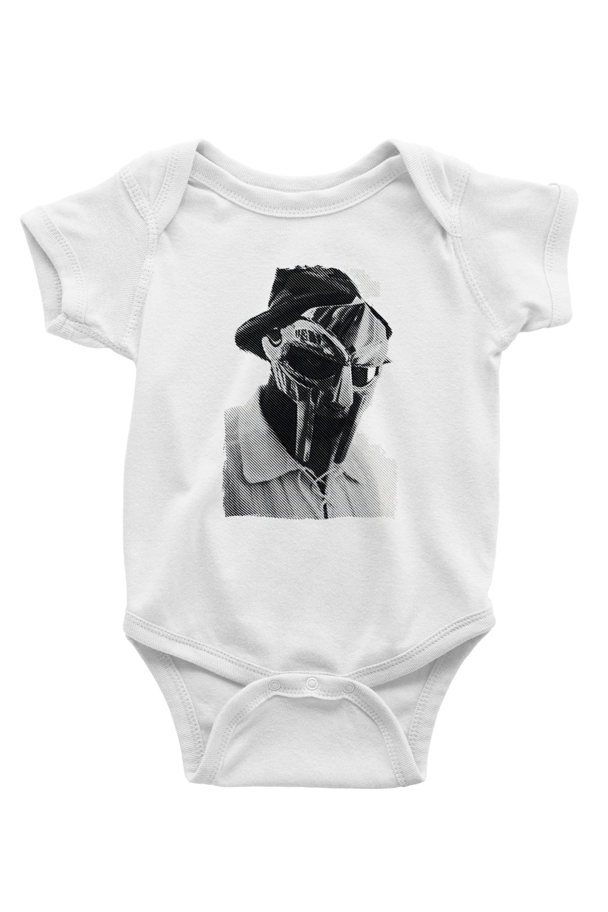 Mf Doom Baskılı Beyaz Unisex Bebek Body - Zıbın