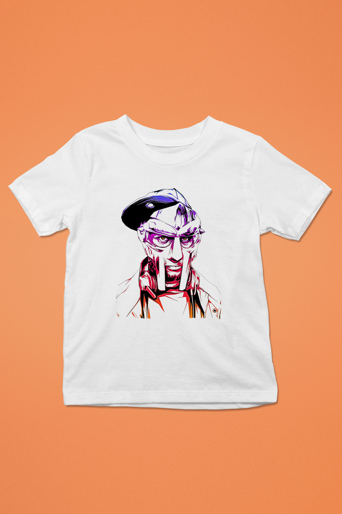 Mf Doom Baskılı Beyaz Unisex Beyaz Çocuk Tişört - Tshirt