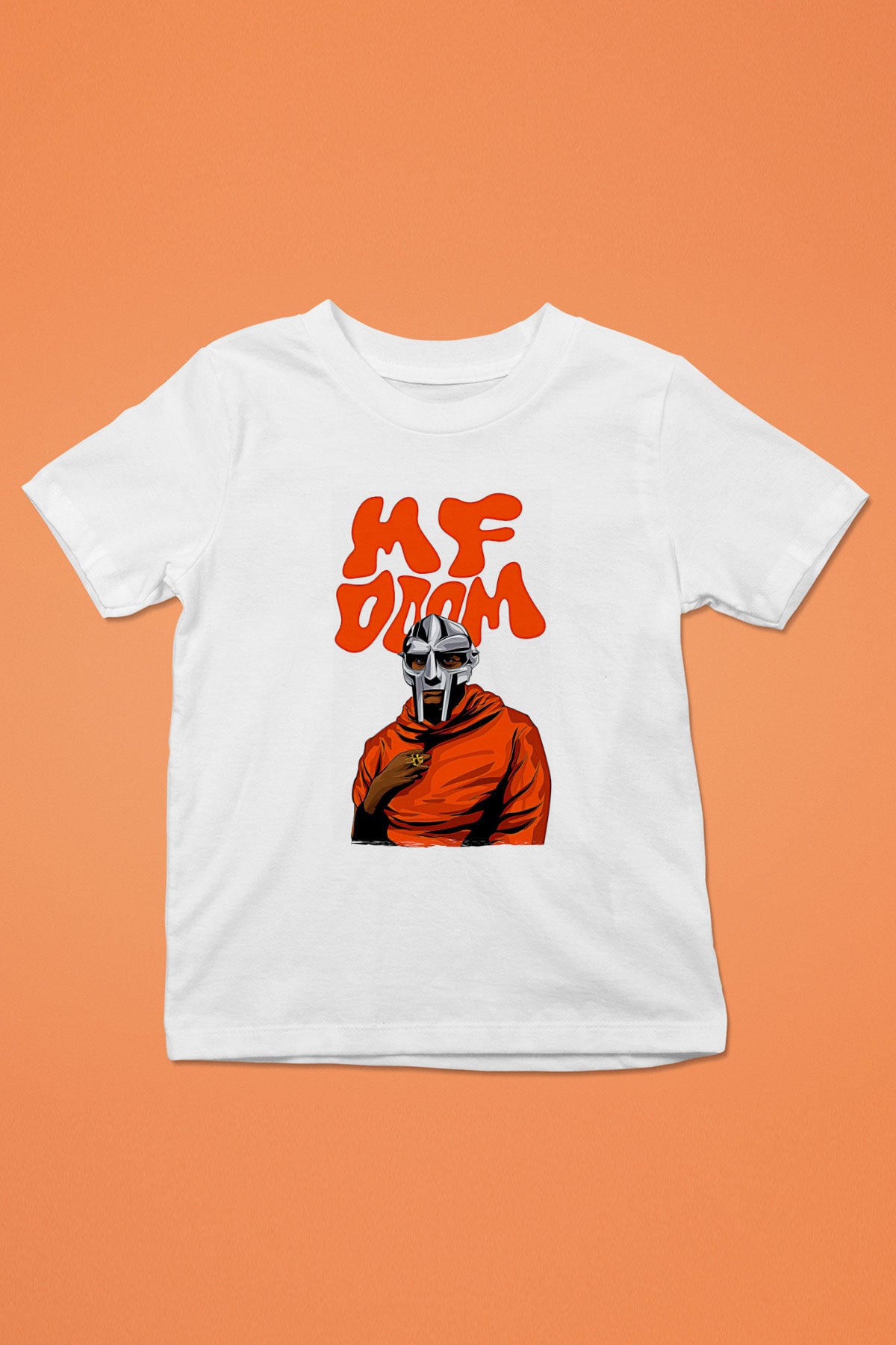Mf Doom Baskılı Beyaz Unisex Beyaz Çocuk Tişört - Tshirt