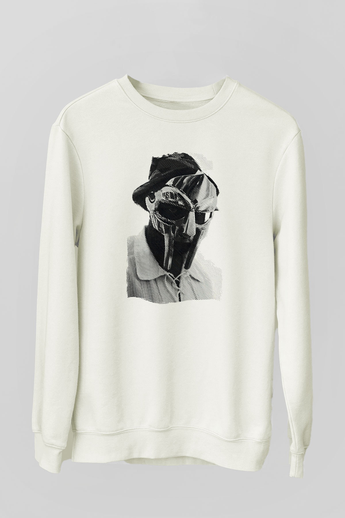 Mf Doom Baskılı Beyaz Unisex Sweatshirt