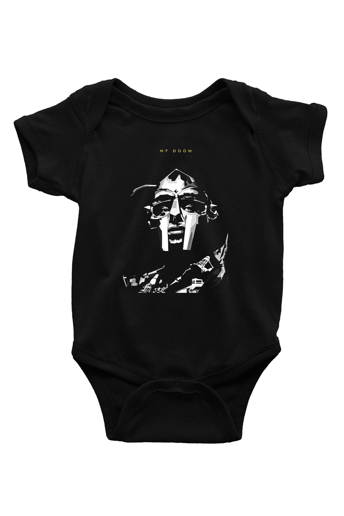 Mf Doom Baskılı Unisex Siyah Bebek Body - Zıbın