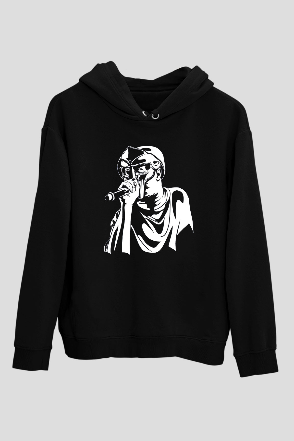 Mf Doom Baskılı Unisex Siyah Hoodie