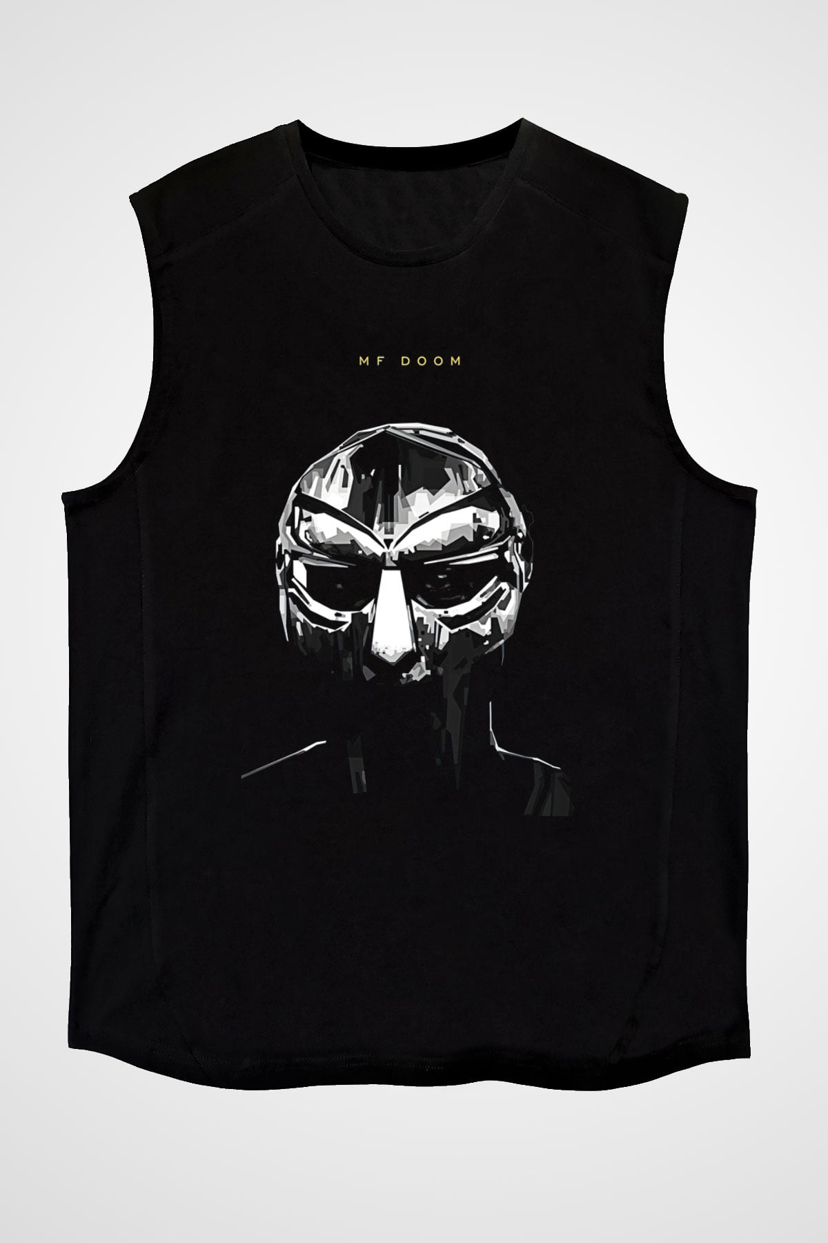 Mf Doom Baskılı Unisex Siyah Kolsuz Tişört - Tshirt