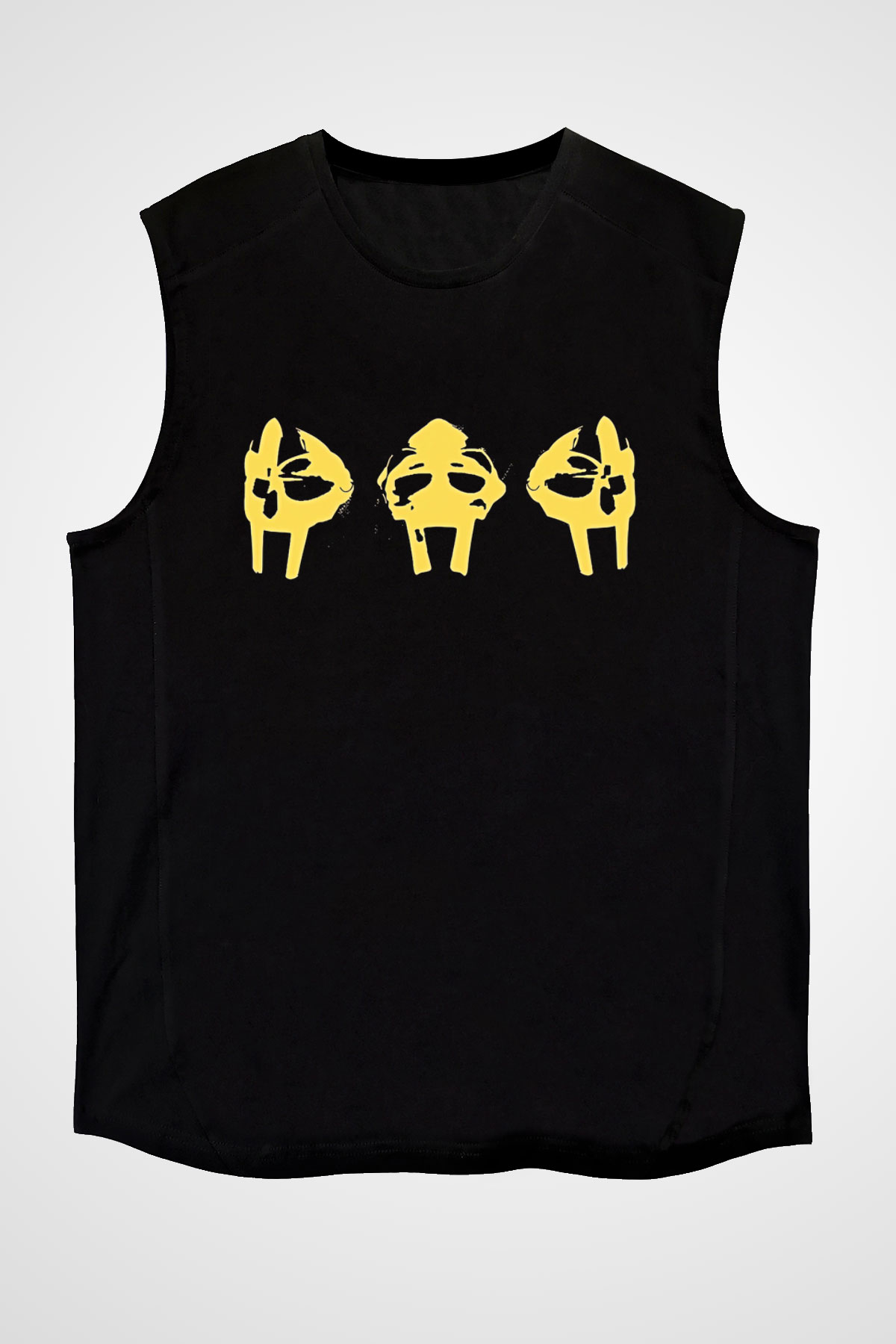 Mf Doom Baskılı Unisex Siyah Kolsuz Tişört - Tshirt