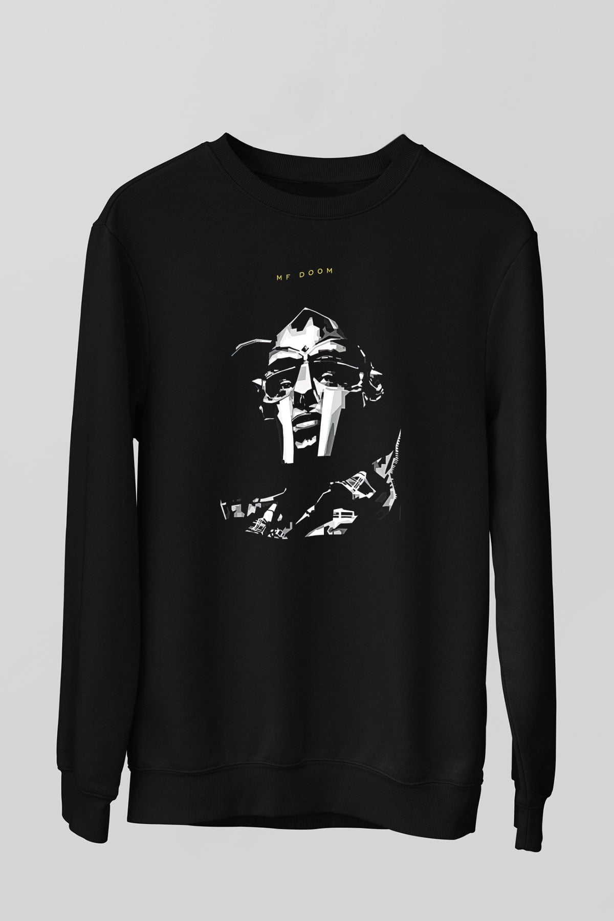 Mf Doom Baskılı Unisex Siyah Sweatshirt