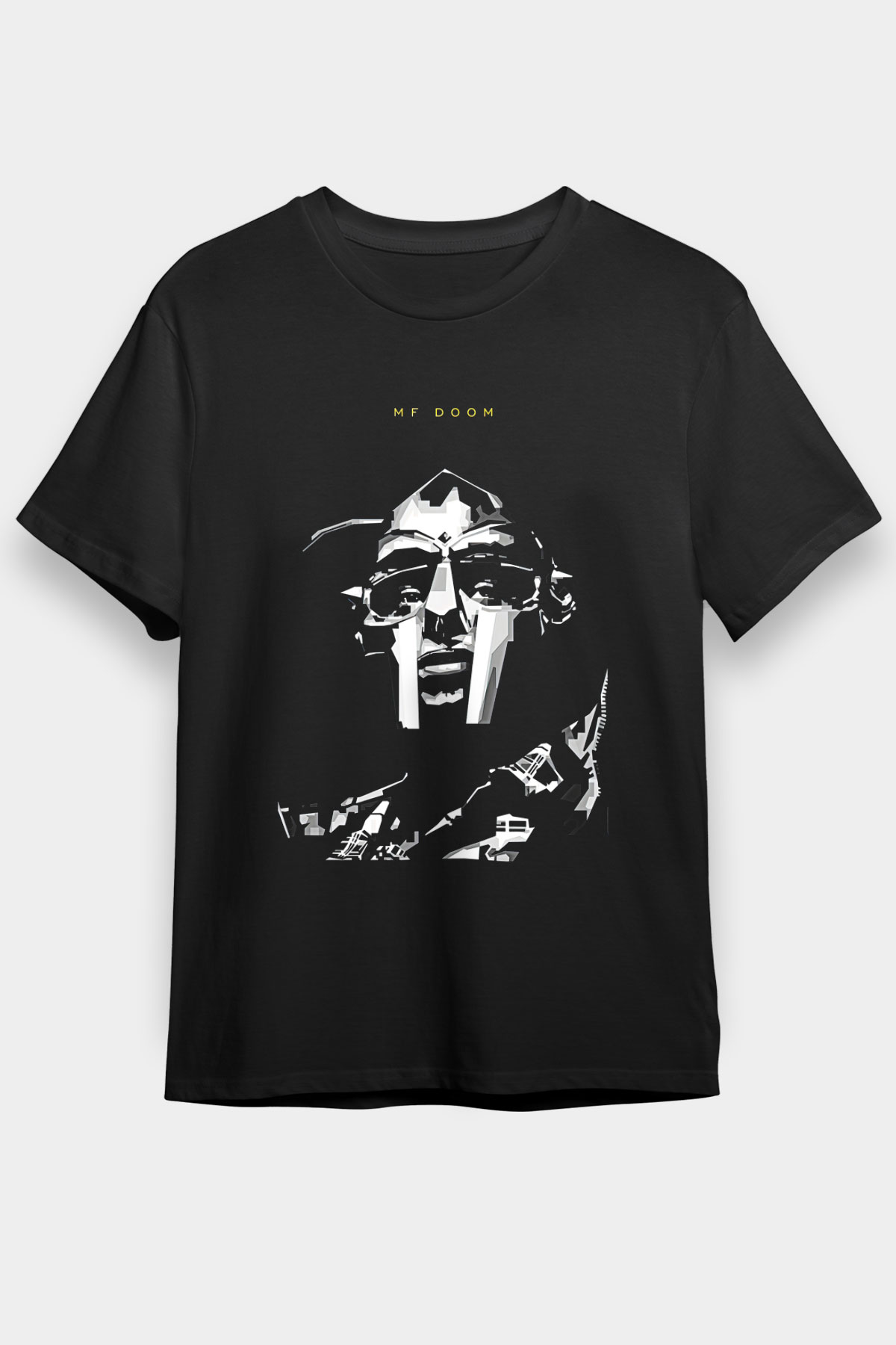 Mf Doom Baskılı Unisex Siyah Tişört - Tshirt
