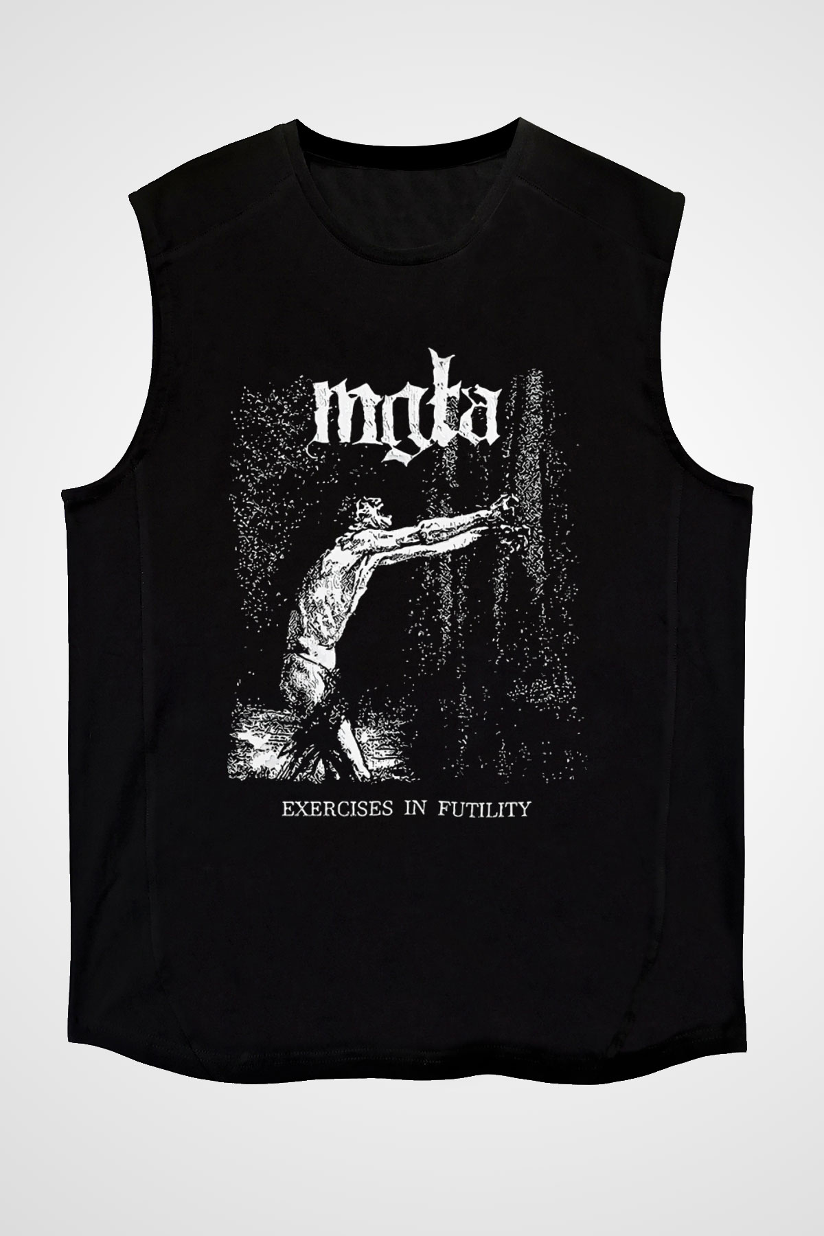 Mgla Baskılı Unisex Siyah Kolsuz Tişört - Tshirt