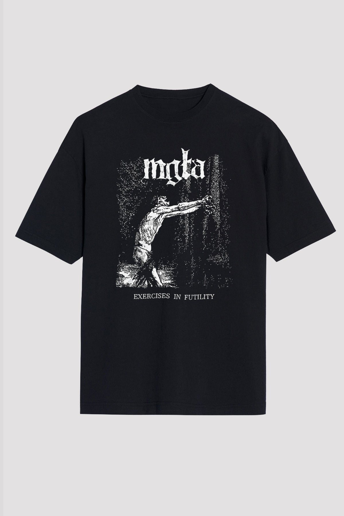 Mgla Baskılı Unisex Siyah Oversize Tişört - Tshirt