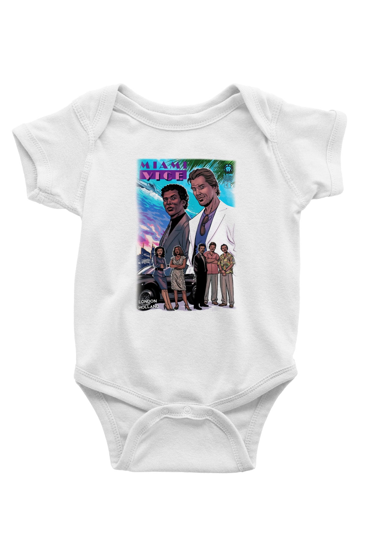 Miami Vice Baskılı Beyaz Unisex Bebek Body - Zıbın