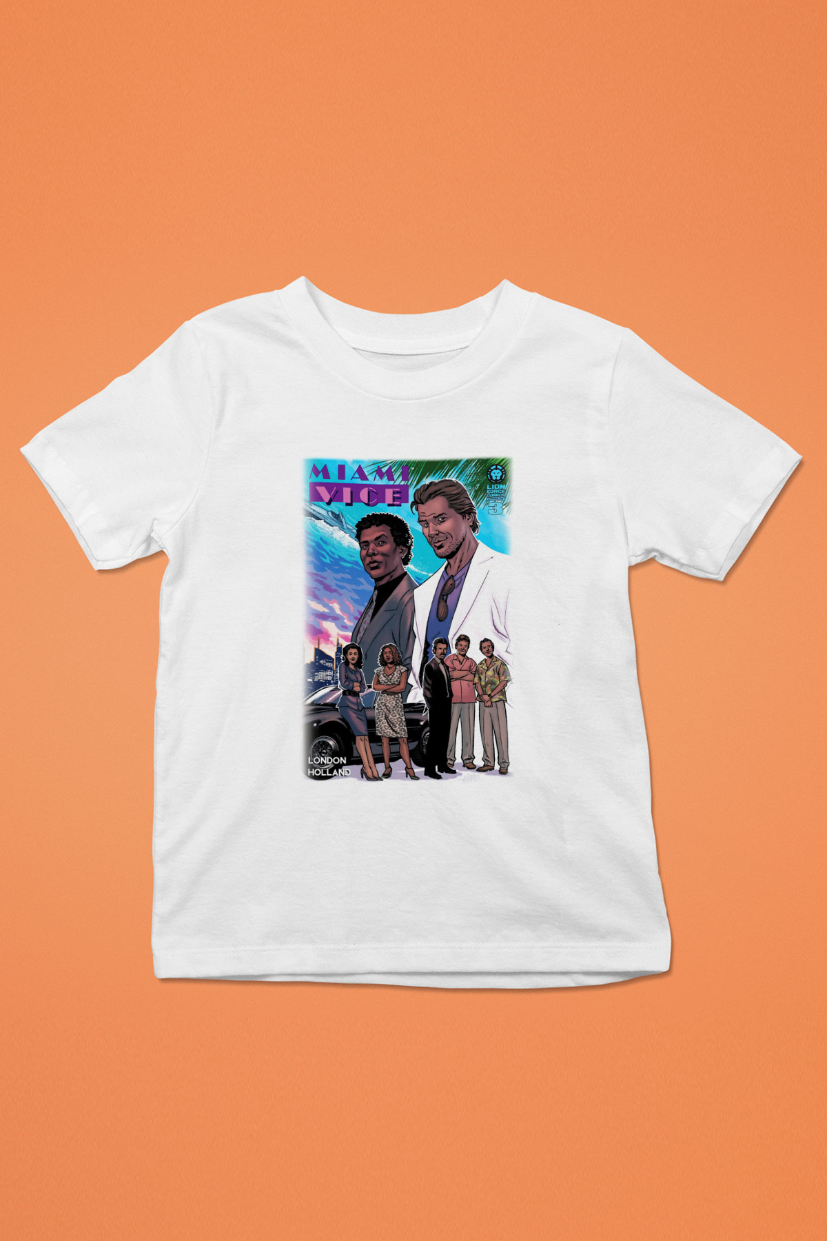 Miami Vice Baskılı Beyaz Unisex Çocuk Tişört