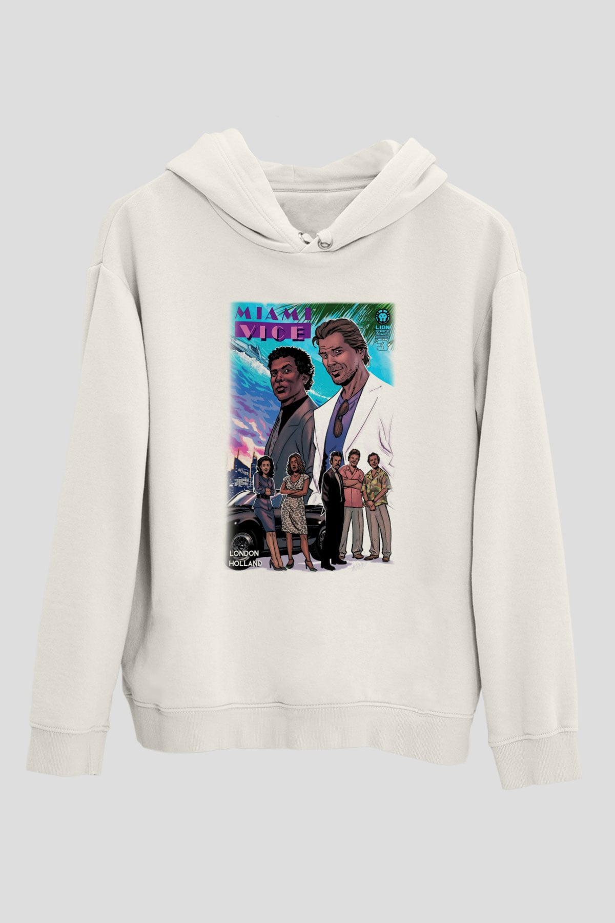 Miami Vice Beyaz Unisex Kapşonlu Sweatshirt