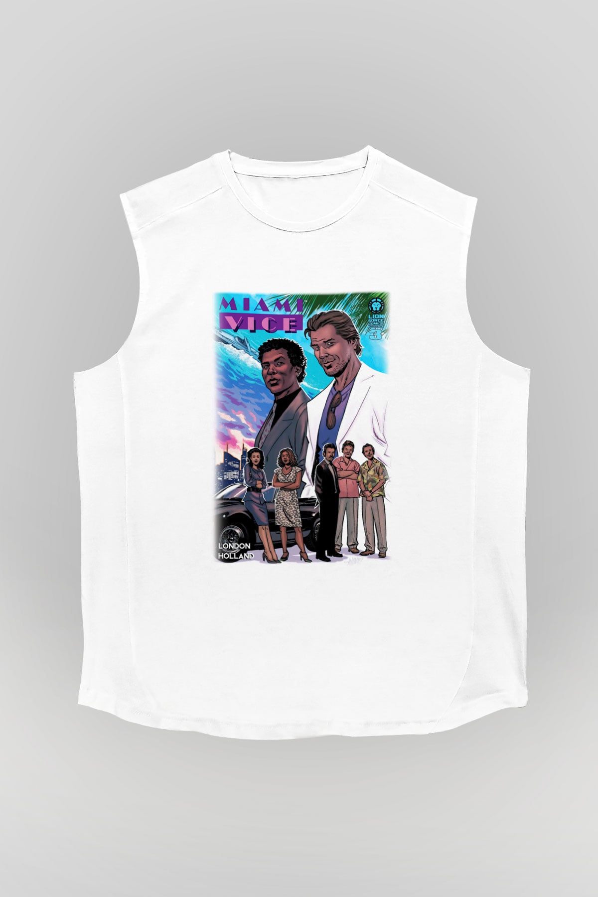 Miami Vice Beyaz Unisex Kolsuz Tişört