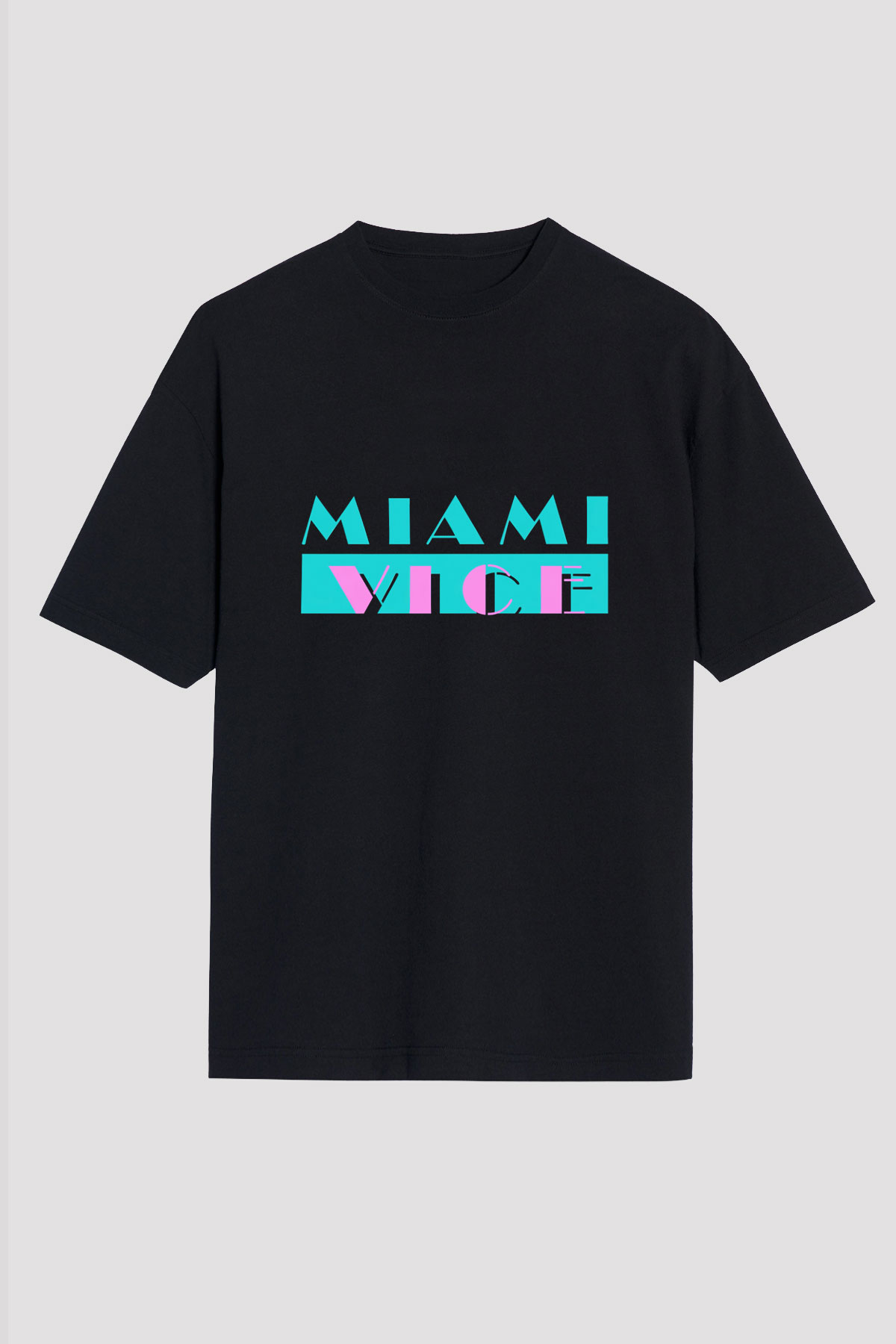 Miami Vice Siyah Unisex Oversize Tişört