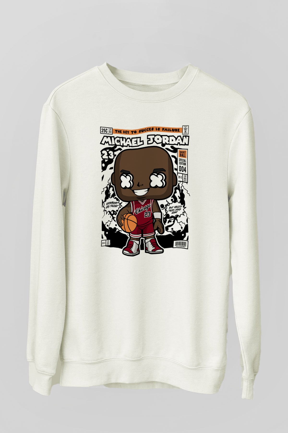 Michael Baskılı Unisex Beyaz Sweatshirt