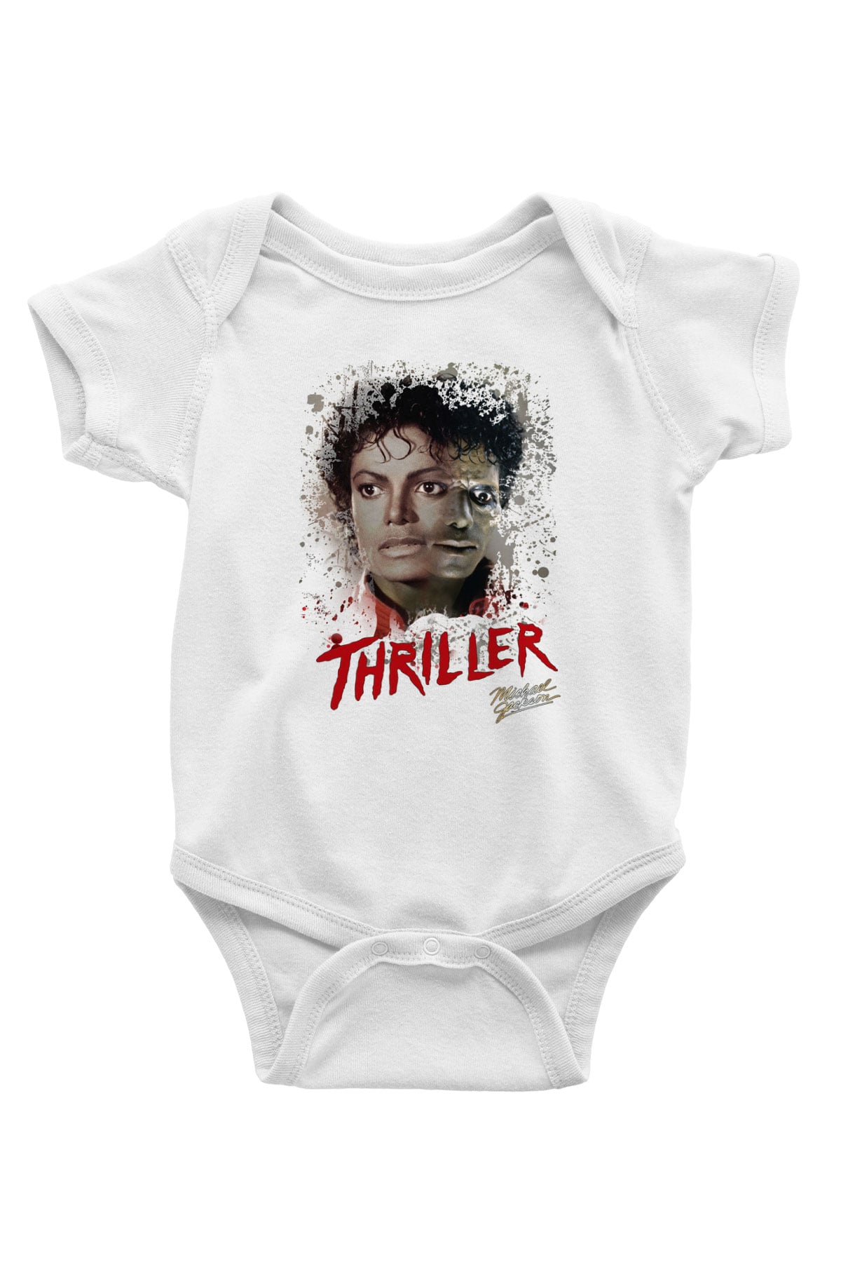 Michael Jackson Baskılı Beyaz Unisex Bebek Body - Zıbın