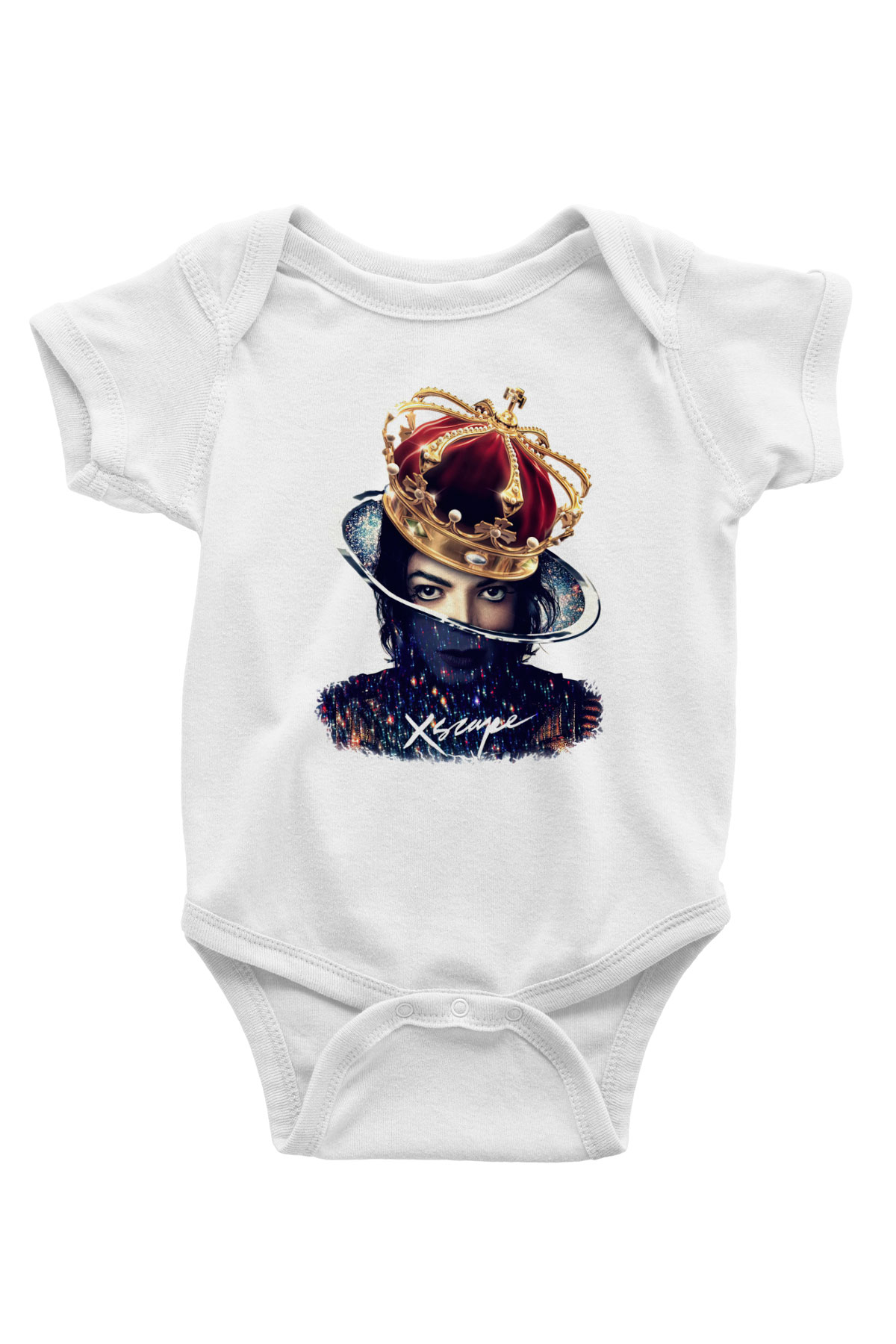 Michael Jackson Baskılı Beyaz Unisex Bebek Body - Zıbın