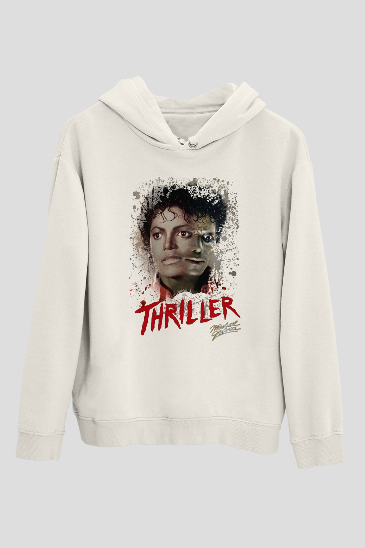 Michael Jackson Beyaz Unisex Kapşonlu Sweatshirt